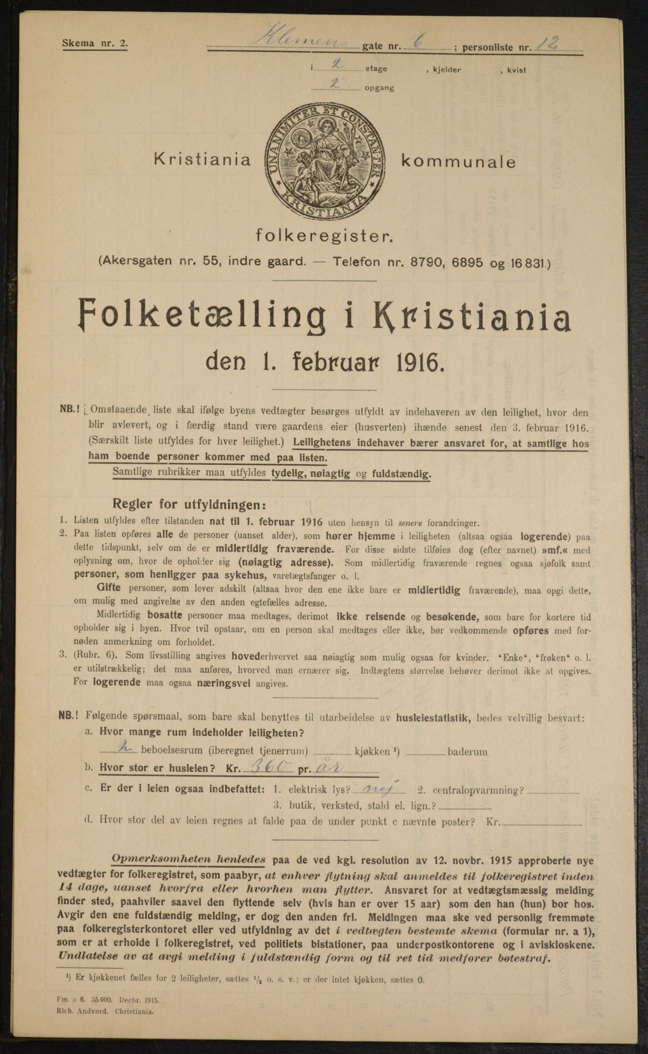 OBA, Kommunal folketelling 1.2.1916 for Kristiania, 1916, s. 12926