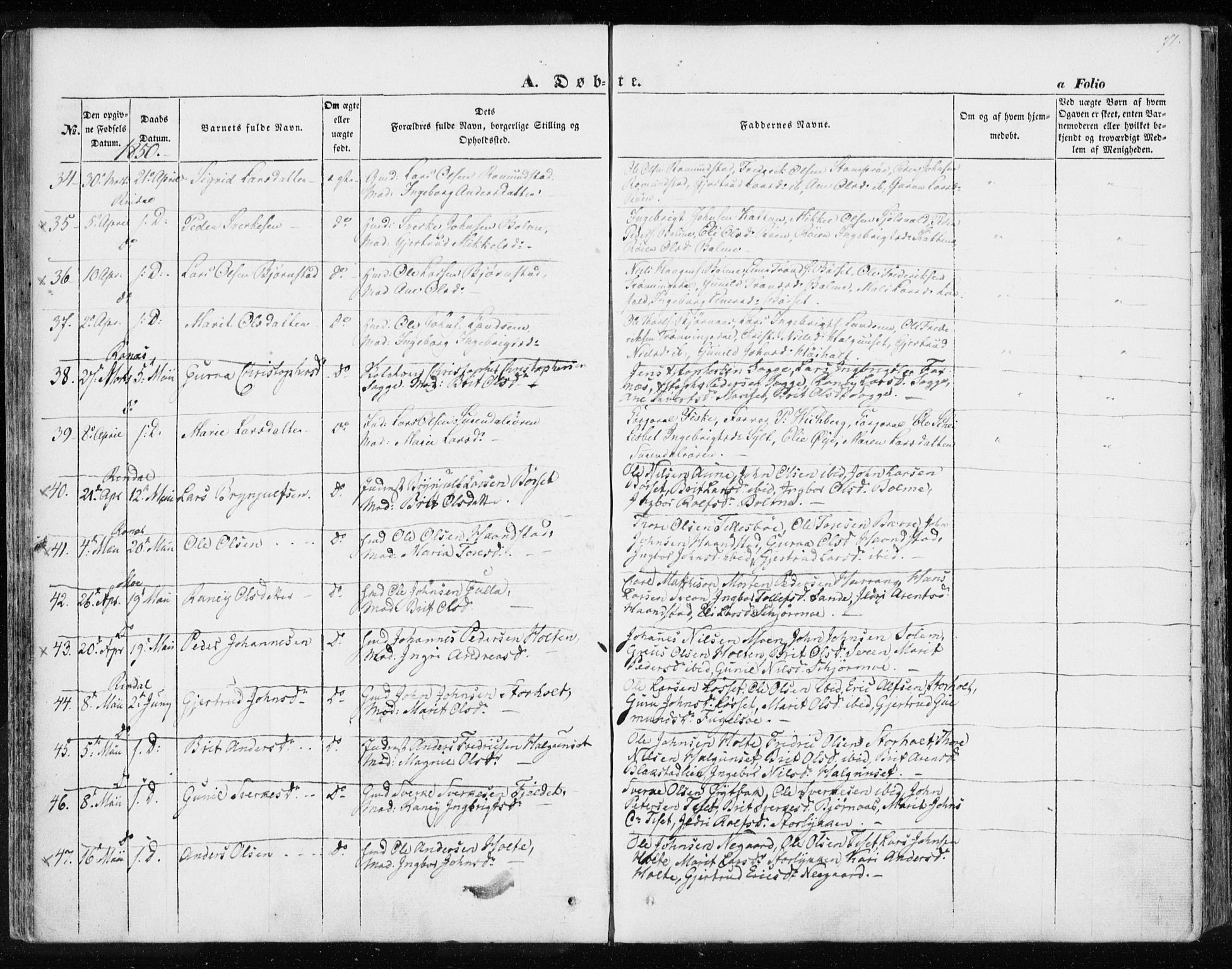 Ministerialprotokoller, klokkerbøker og fødselsregistre - Møre og Romsdal, AV/SAT-A-1454/595/L1043: Ministerialbok nr. 595A05, 1843-1851, s. 71