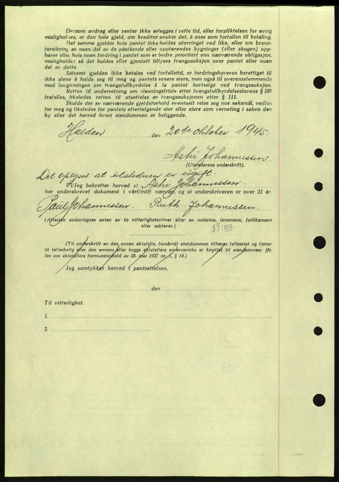 Idd og Marker sorenskriveri, AV/SAO-A-10283/G/Gb/Gbc/L0002: Pantebok nr. B4-9a, 1939-1945, Dagboknr: 780/1945