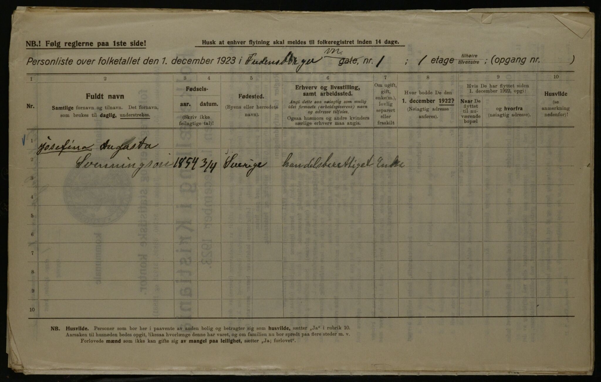 OBA, Kommunal folketelling 1.12.1923 for Kristiania, 1923, s. 28599