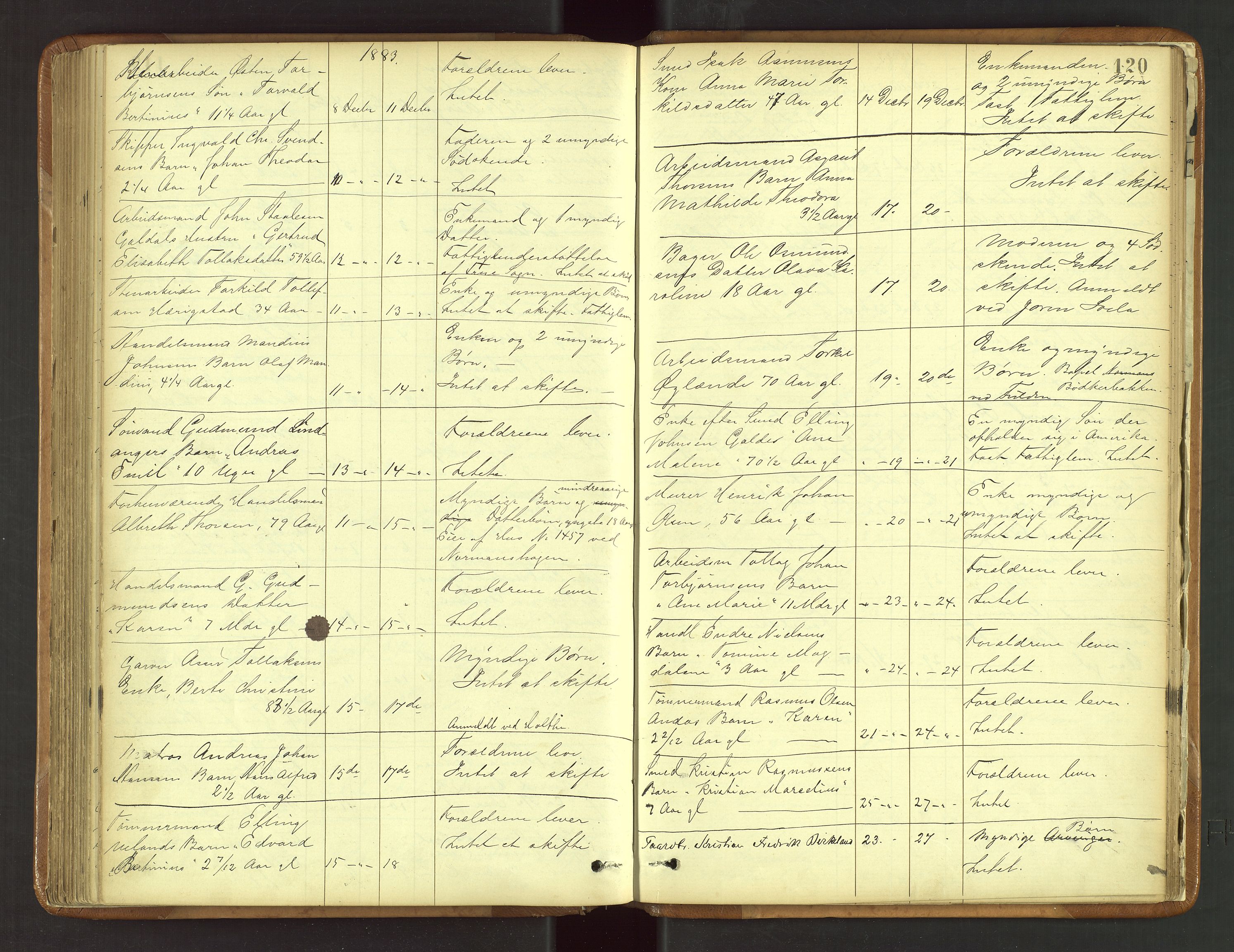 Stavanger byfogd, SAST/A-101408/001/5/52/52B/L0003: Liste over anmeldte dødsfall, 1877-1885, s. 120