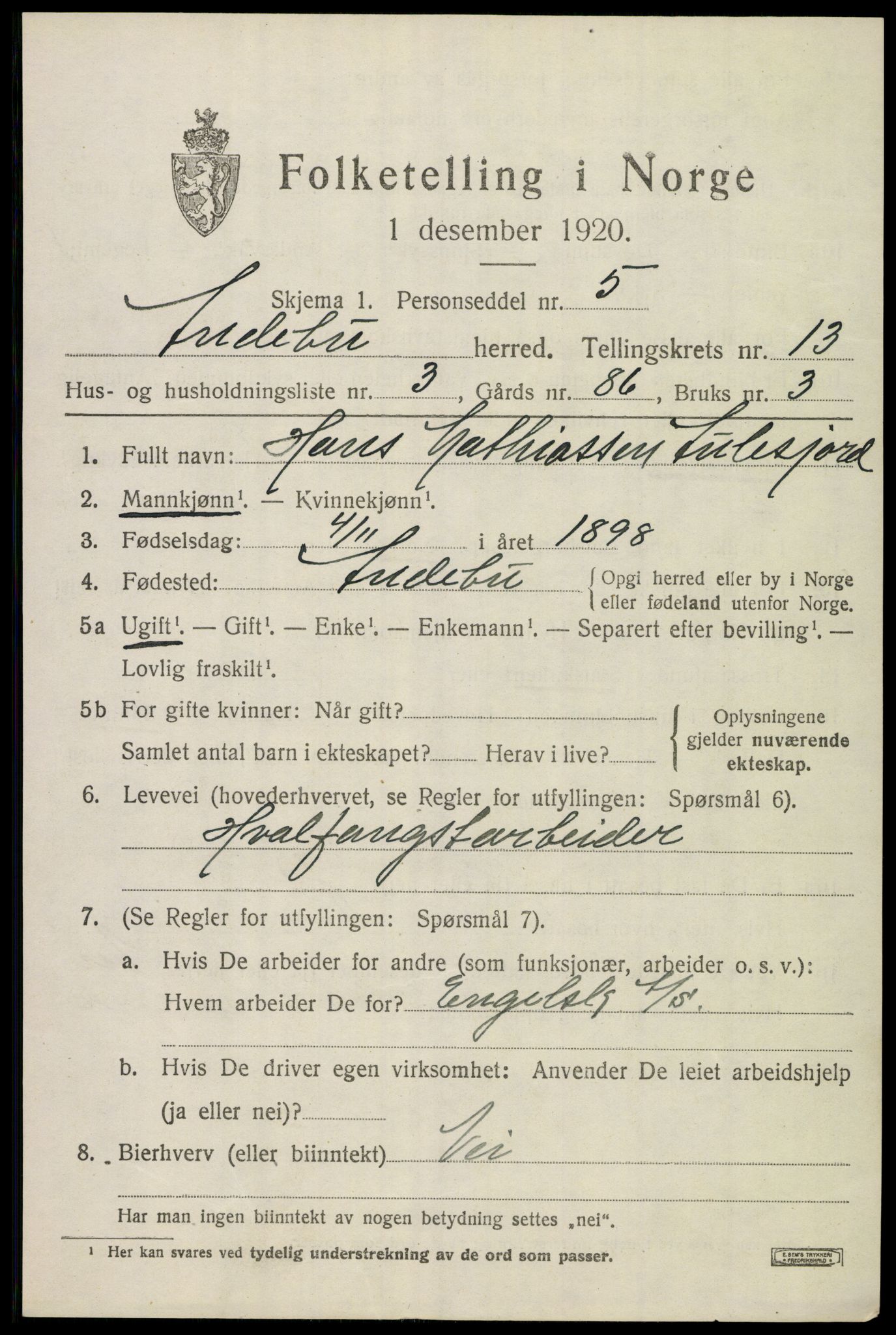SAKO, Folketelling 1920 for 0719 Andebu herred, 1920, s. 4820
