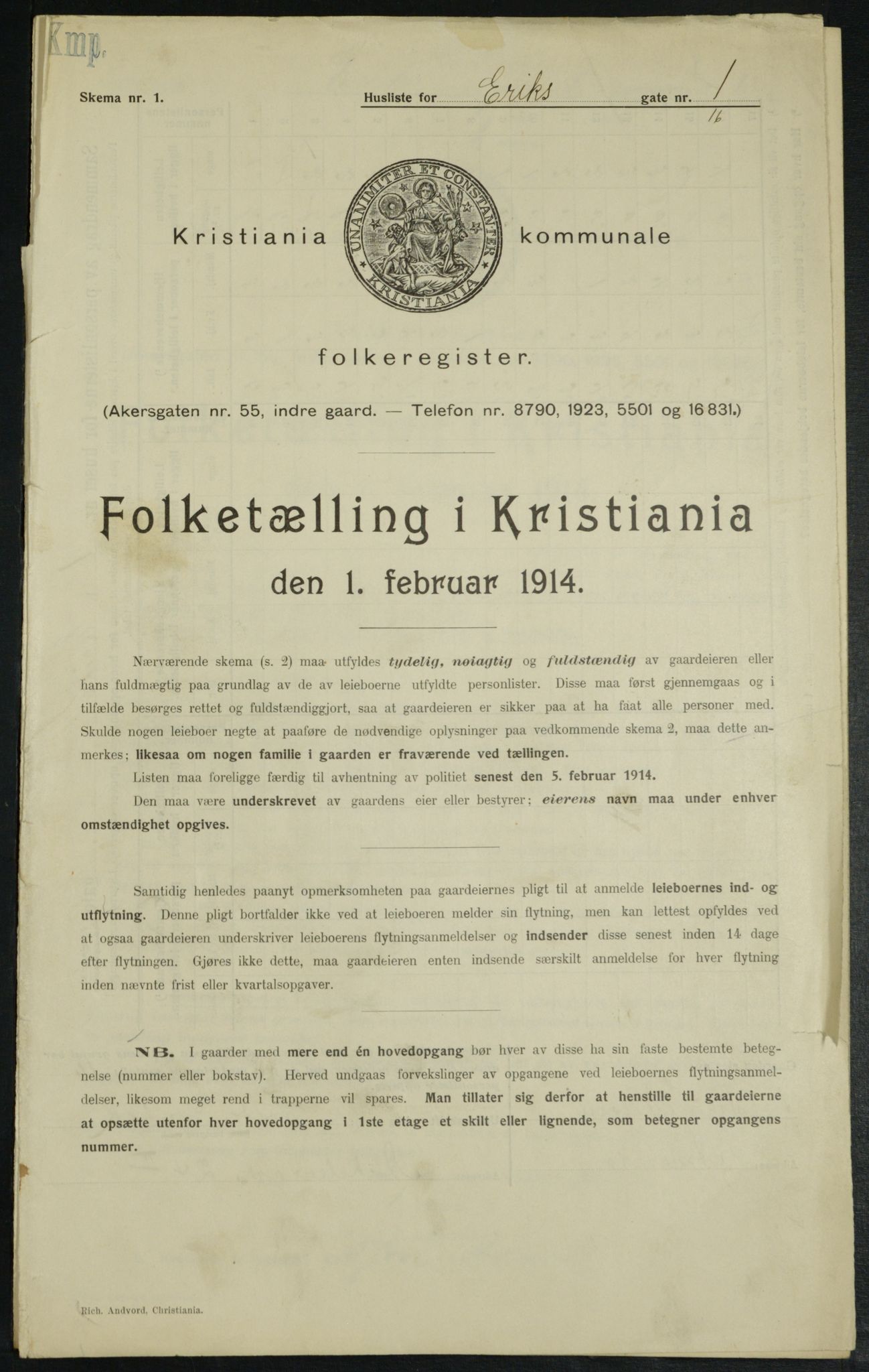 OBA, Kommunal folketelling 1.2.1914 for Kristiania, 1914, s. 19729