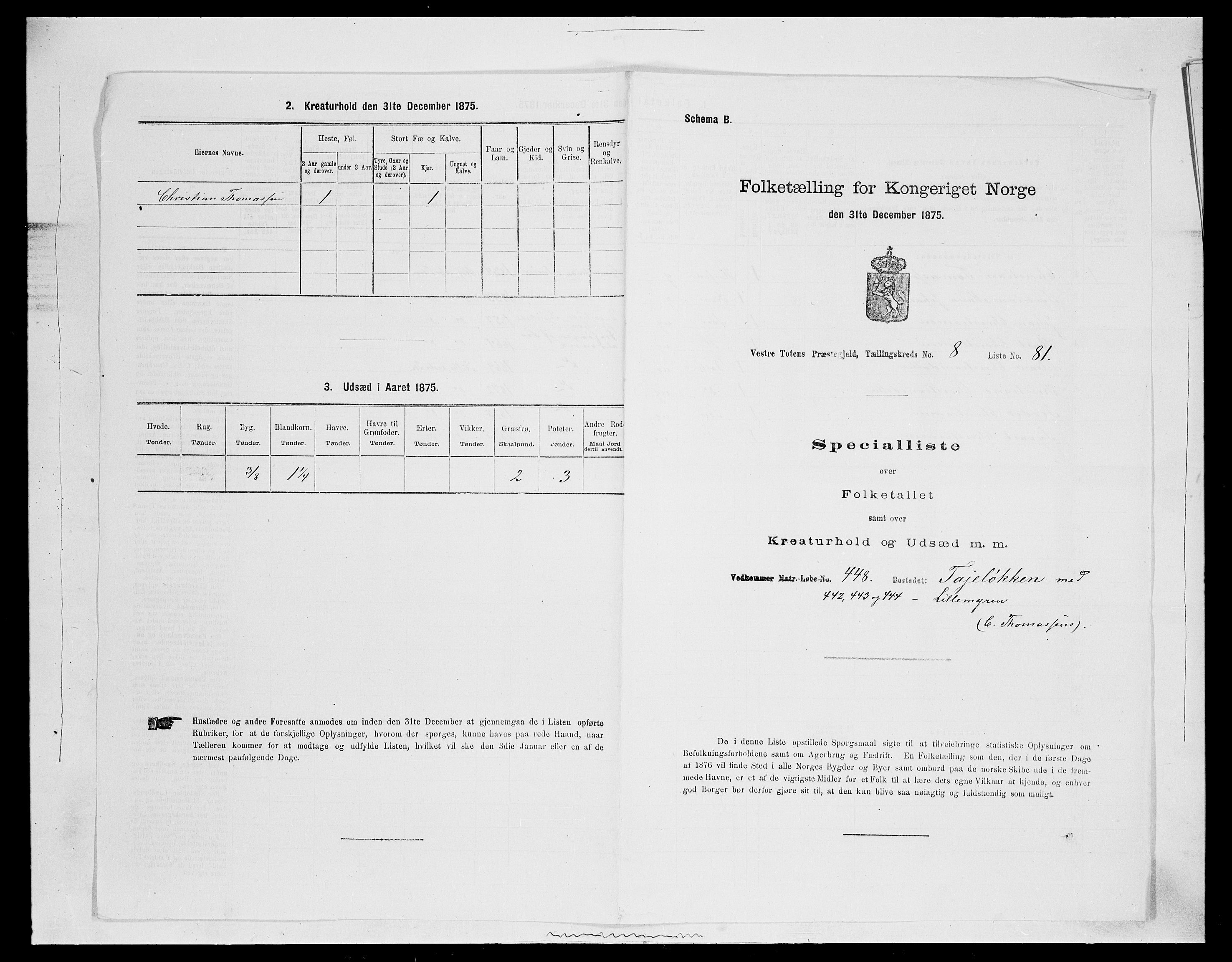 SAH, Folketelling 1875 for 0529P Vestre Toten prestegjeld, 1875, s. 1677