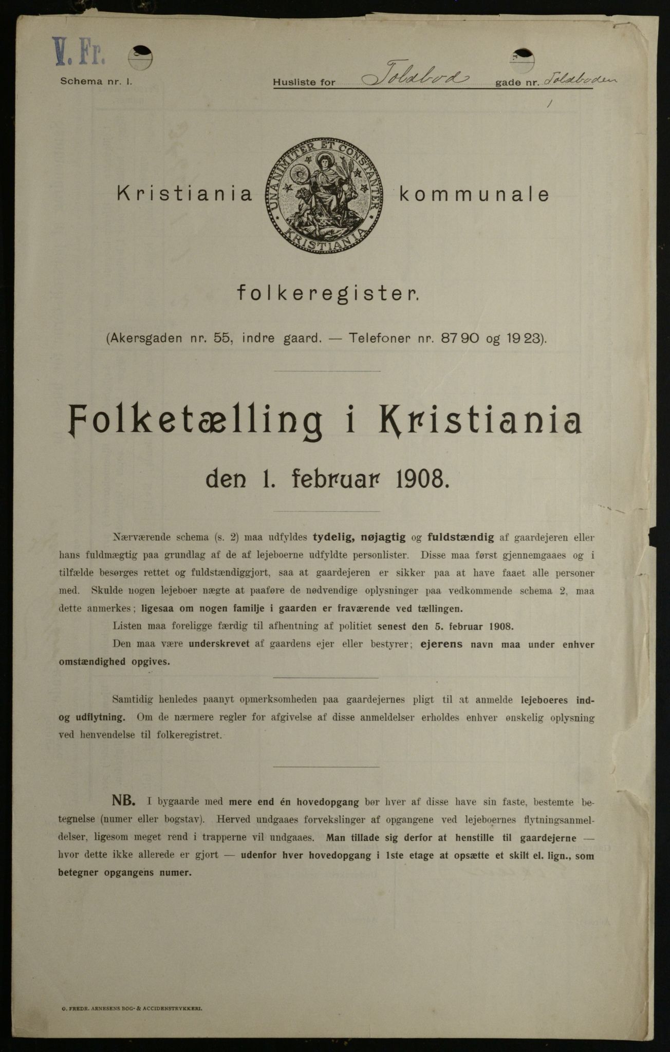 OBA, Kommunal folketelling 1.2.1908 for Kristiania kjøpstad, 1908, s. 101645
