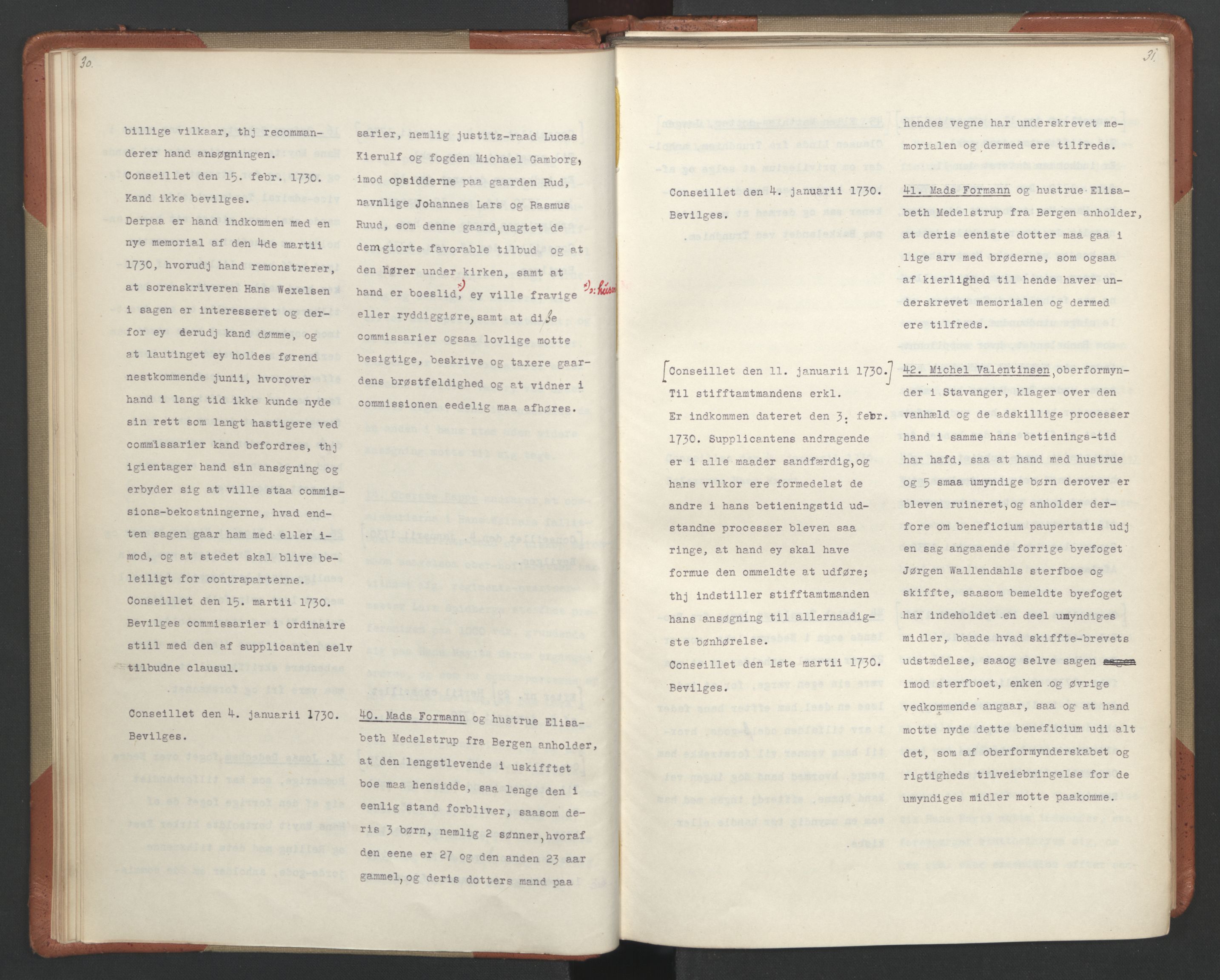 Avskriftsamlingen, AV/RA-EA-4022/F/Fa/L0093: Supplikker, 1730, s. 19