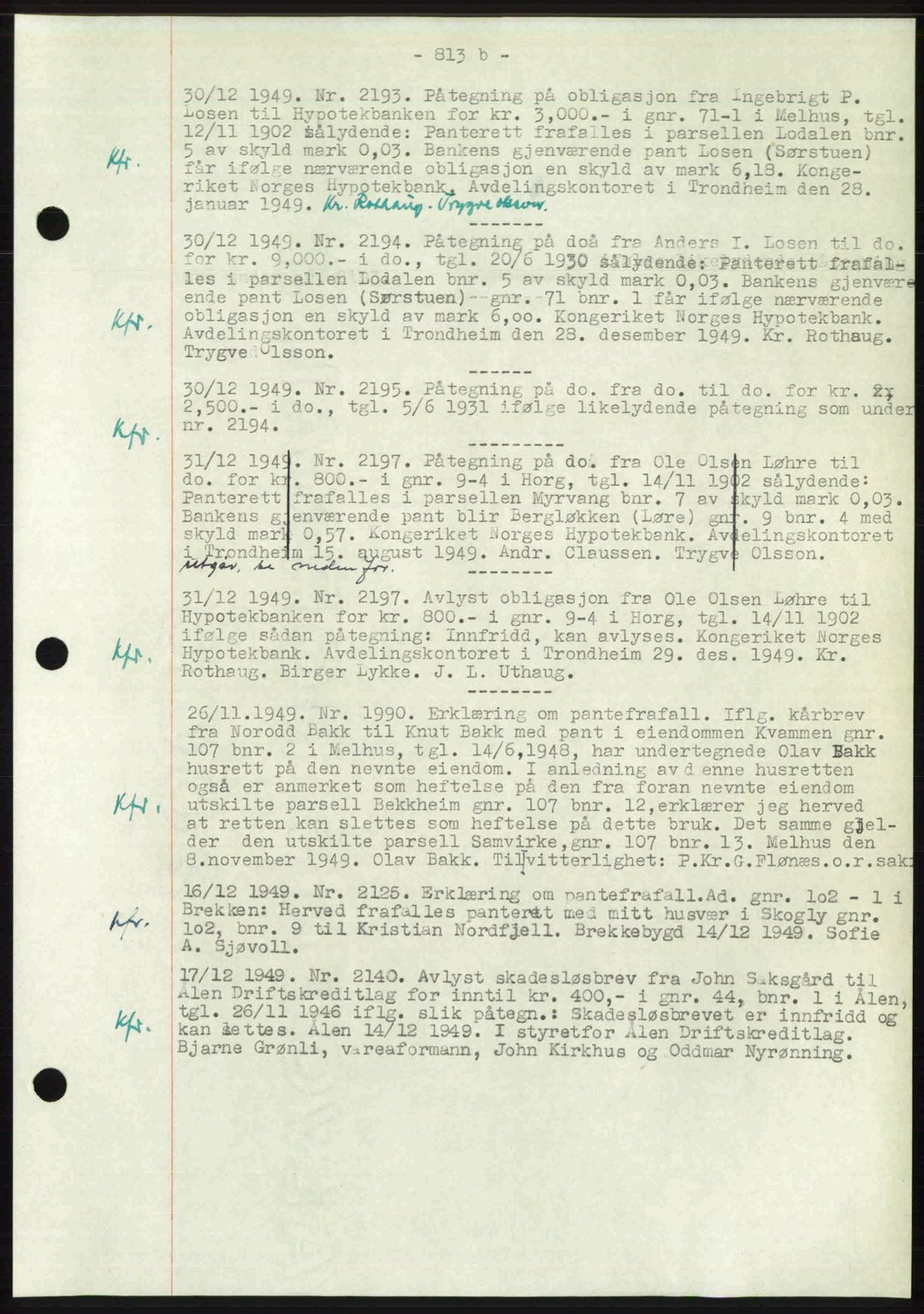 Gauldal sorenskriveri, SAT/A-0014/1/2/2C: Pantebok nr. A9, 1949-1950, Dagboknr: 2193/1949