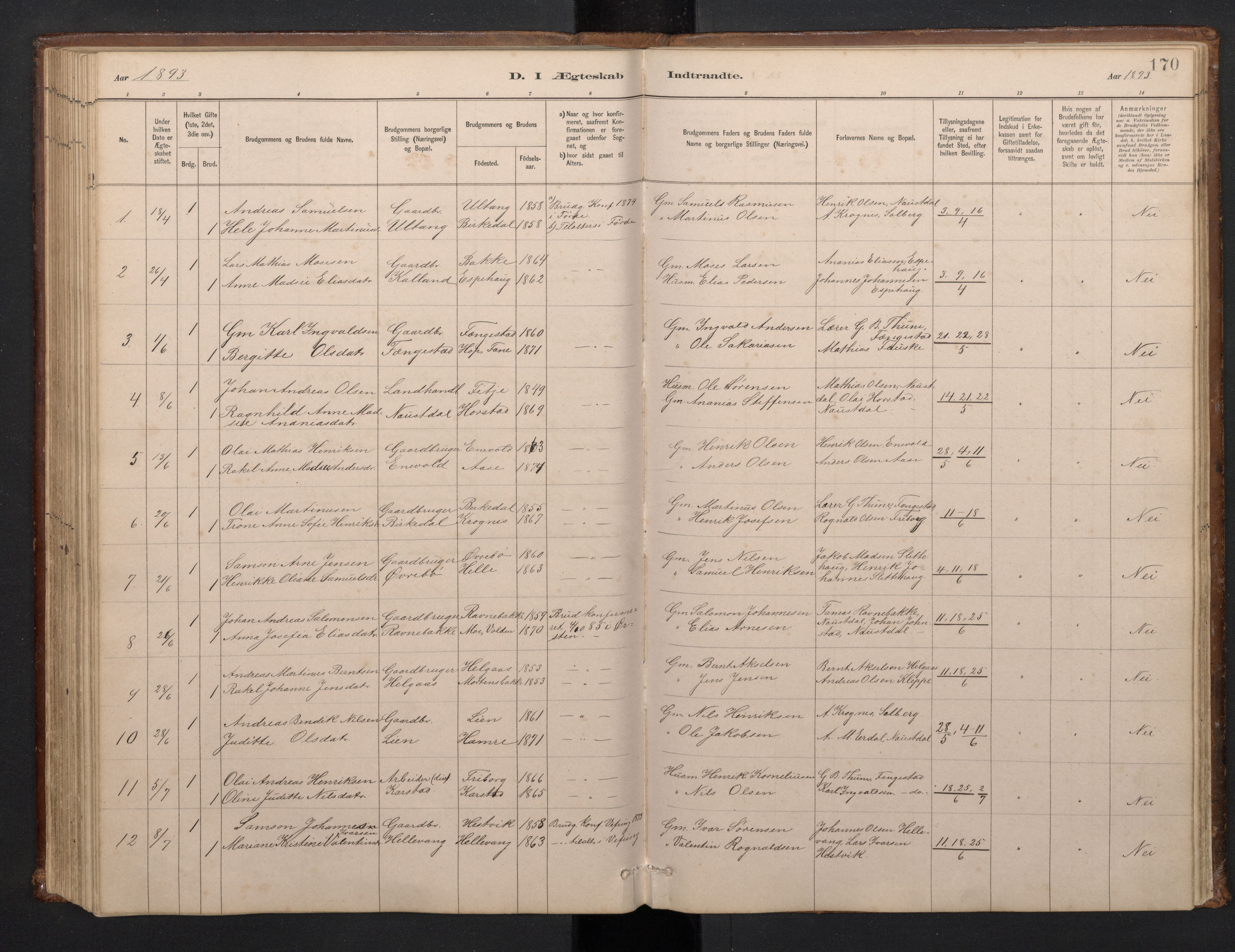 Førde sokneprestembete, AV/SAB-A-79901/H/Hab/Habd/L0003: Klokkerbok nr. D 3, 1881-1897, s. 169b-170a