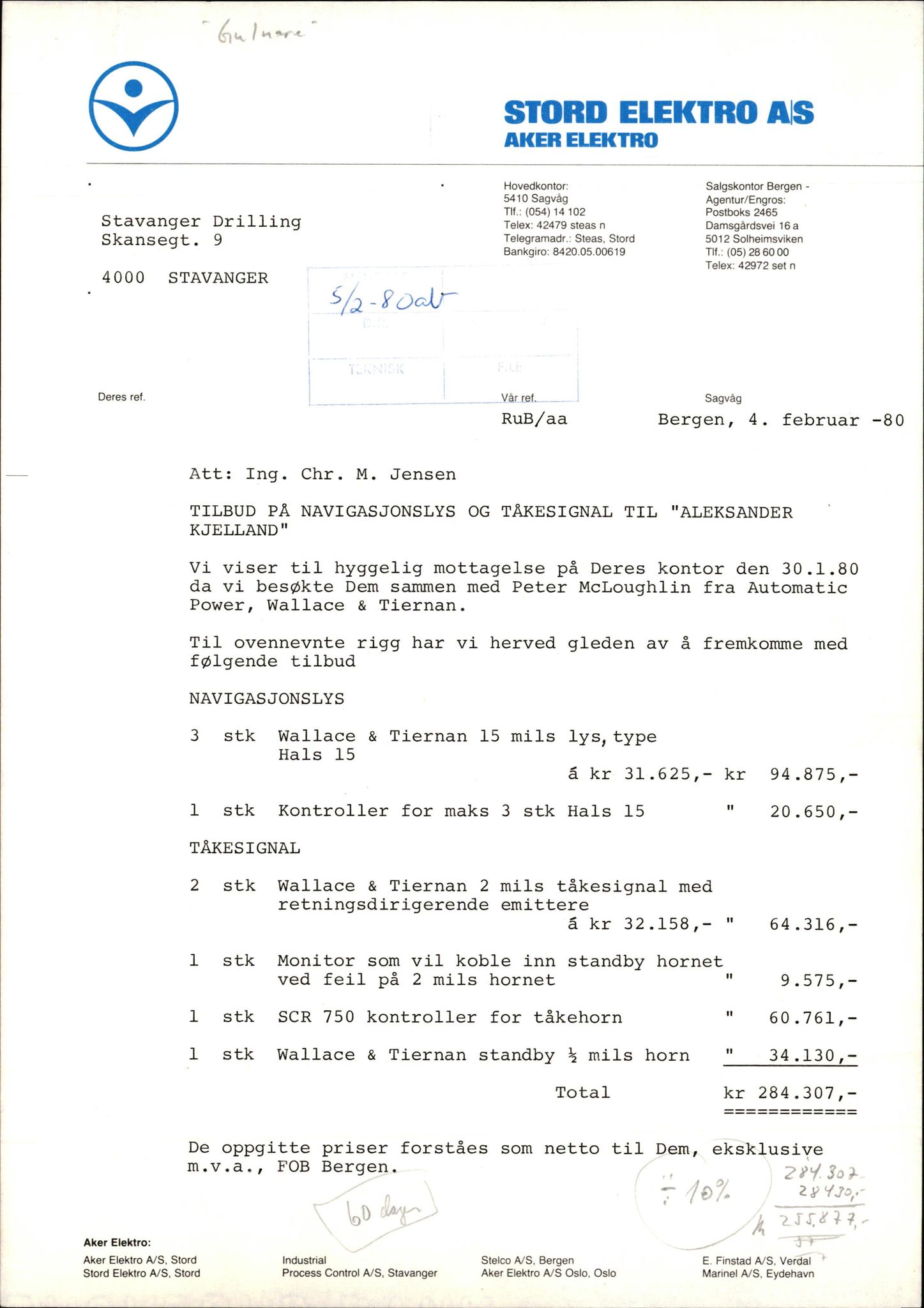 Pa 1503 - Stavanger Drilling AS, AV/SAST-A-101906/2/E/Eb/Eba/L0004: Sak og korrespondanse, 1976-1980