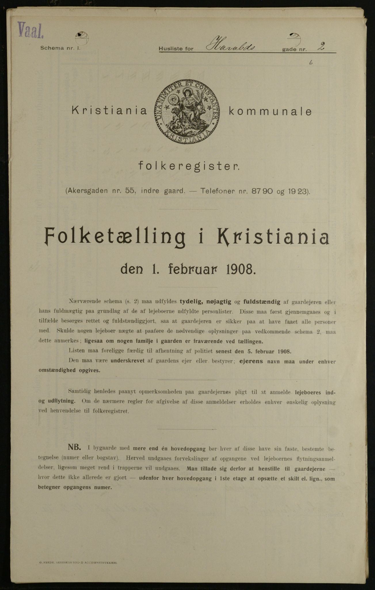 OBA, Kommunal folketelling 1.2.1908 for Kristiania kjøpstad, 1908, s. 31575