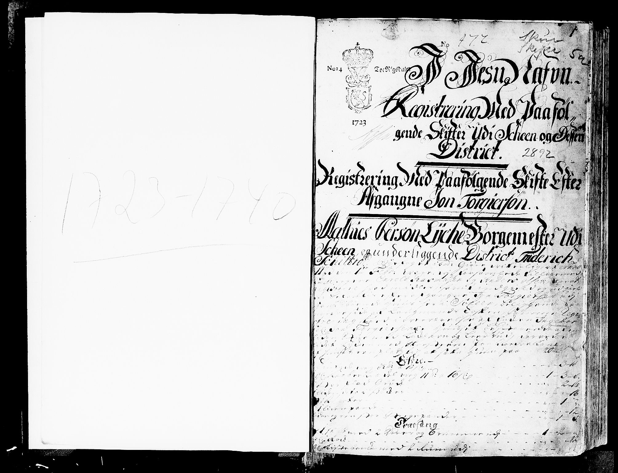 Skien byfogd, AV/SAKO-A-219/H/Hb/L0005b: Skifteprotokoll, 1723-1740, s. 0b-1a