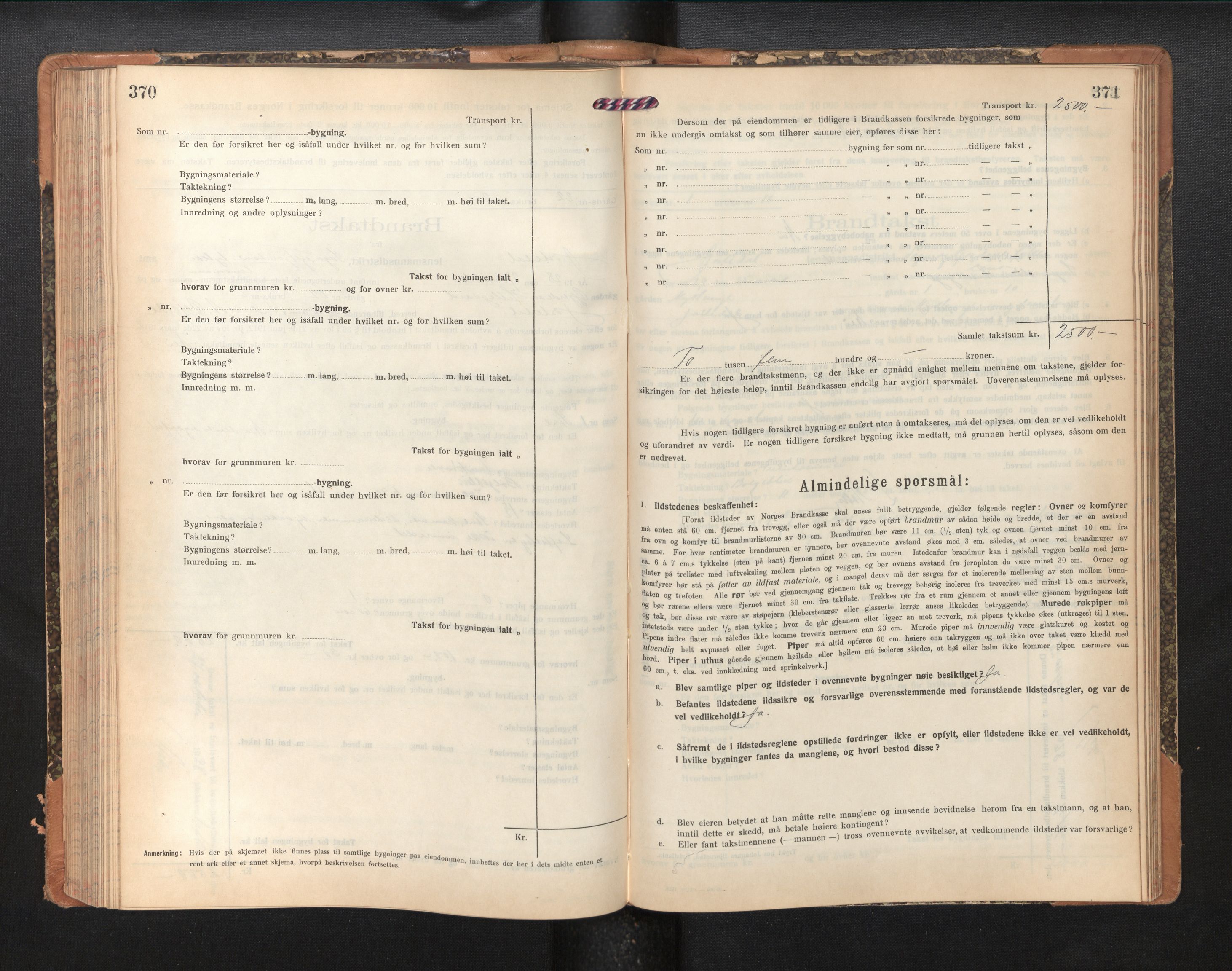 Lensmannen i Jostedal, AV/SAB-A-28601/0012/L0005: Branntakstprotokoll, skjematakst, 1921-1935, s. 370-371