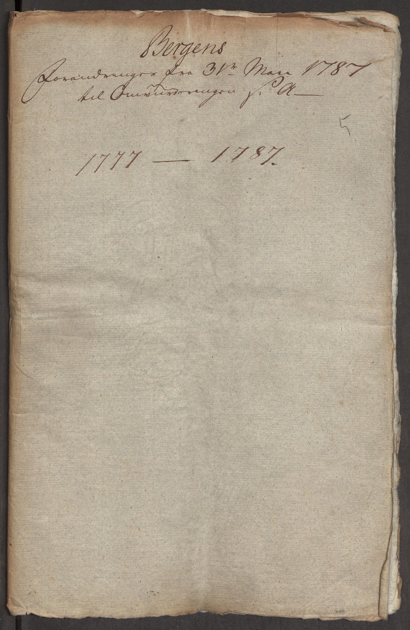 Kommersekollegiet, Brannforsikringskontoret 1767-1814, RA/EA-5458/F/Fa/L0004b/0002: Bergen / Dokumenter, 1777-1787