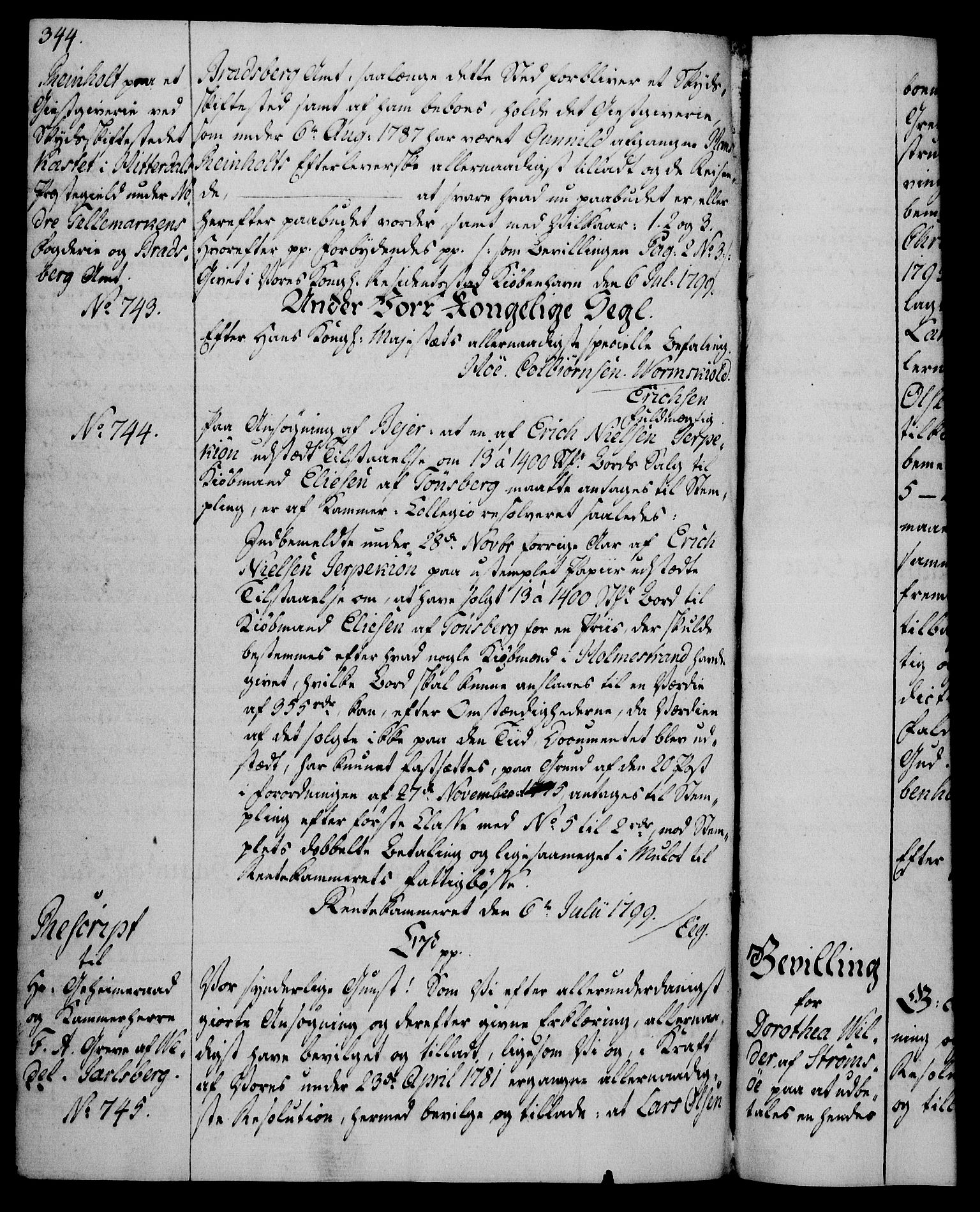 Rentekammeret, Kammerkanselliet, RA/EA-3111/G/Gg/Gga/L0016: Norsk ekspedisjonsprotokoll med register (merket RK 53.16), 1794-1800, s. 344