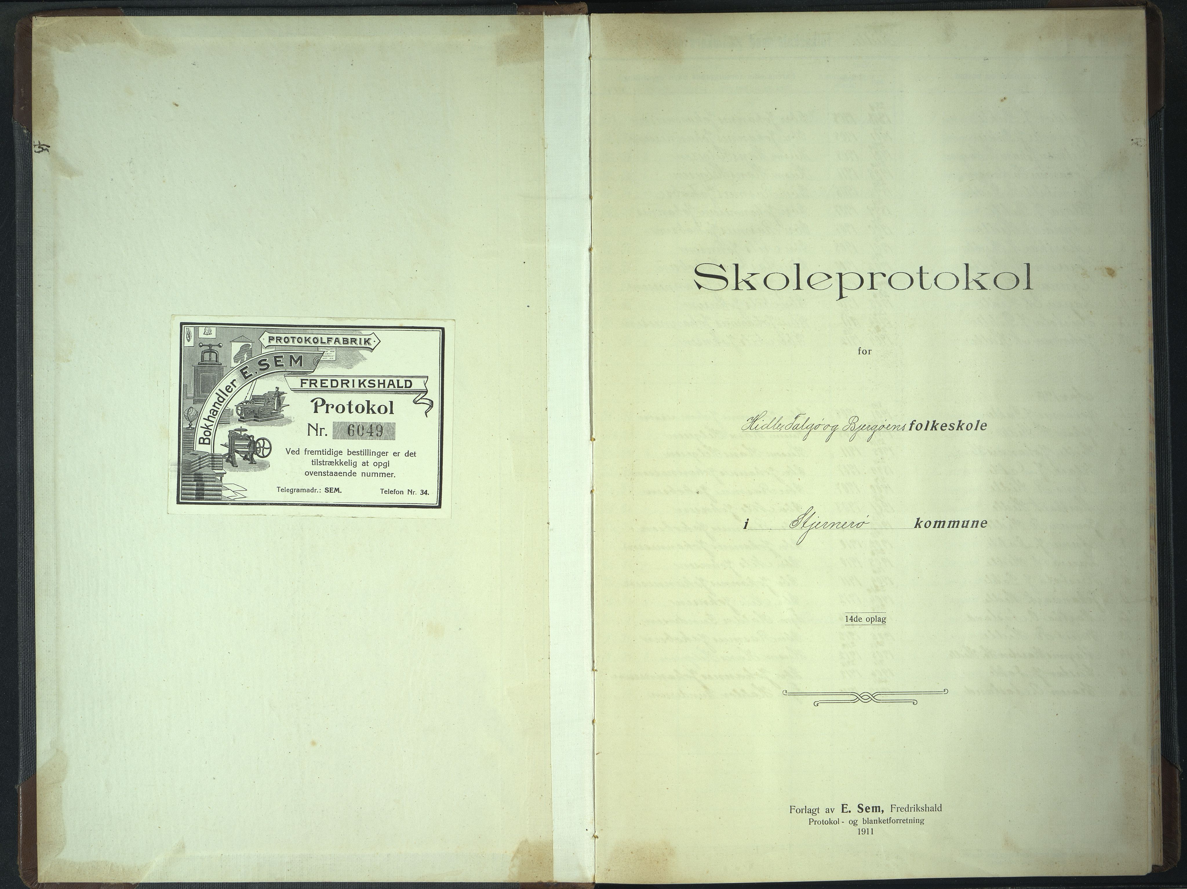 A-0863, Sjernarøy kommune. Folkeskolen i Sjernarøy, BYST/A-0863/G/Gb/L0003: Skoleprotokoll, 1911-1926
