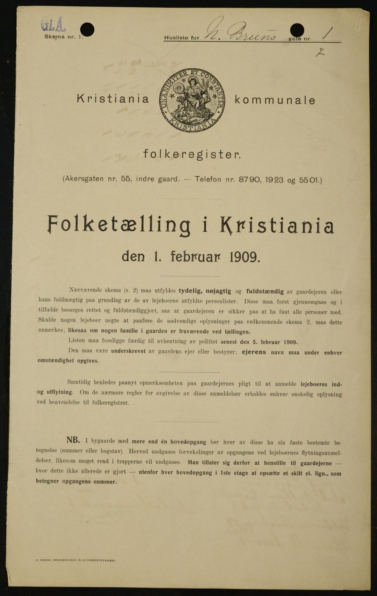 OBA, Kommunal folketelling 1.2.1909 for Kristiania kjøpstad, 1909, s. 65326