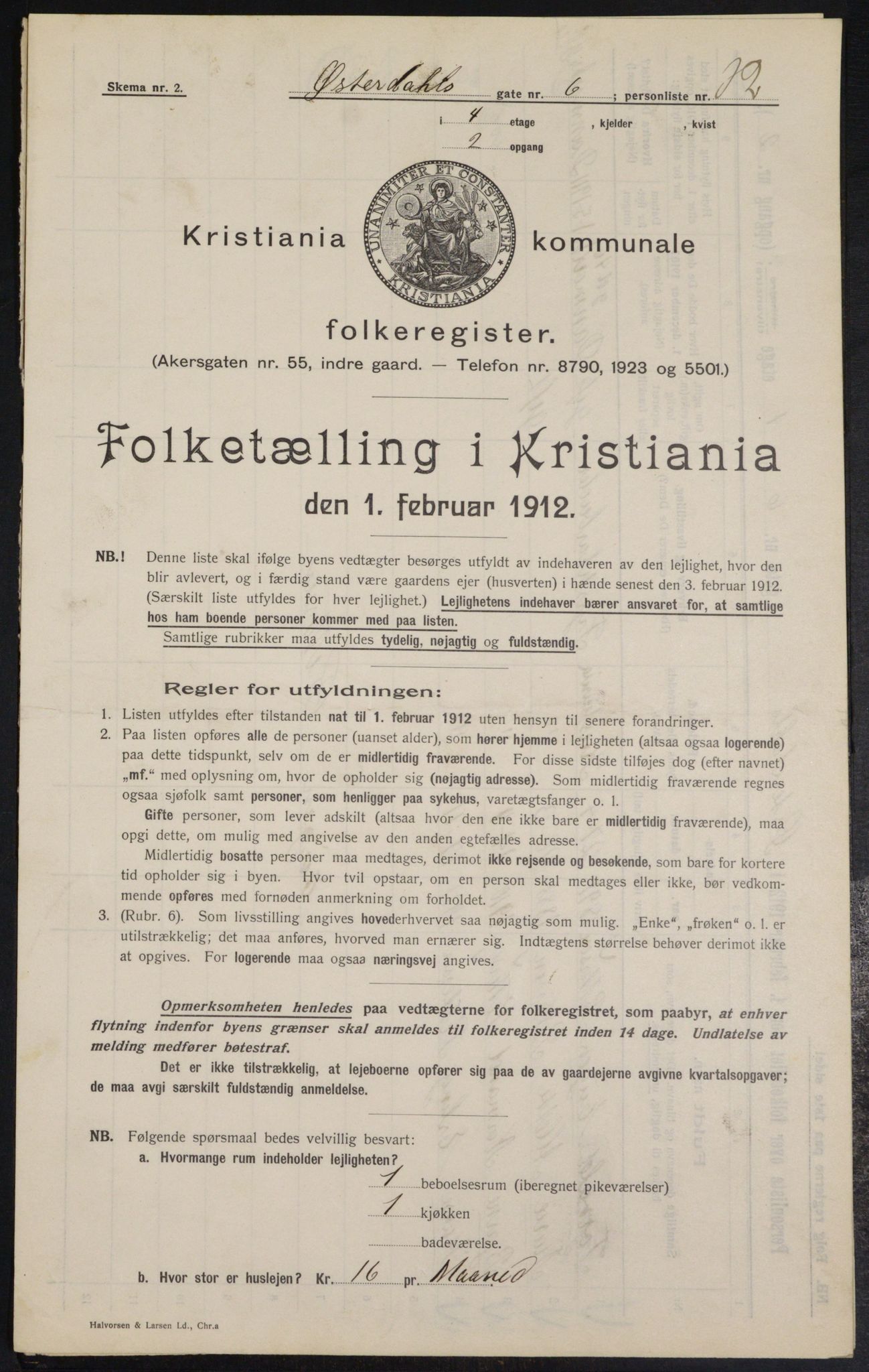 OBA, Kommunal folketelling 1.2.1912 for Kristiania, 1912, s. 129049