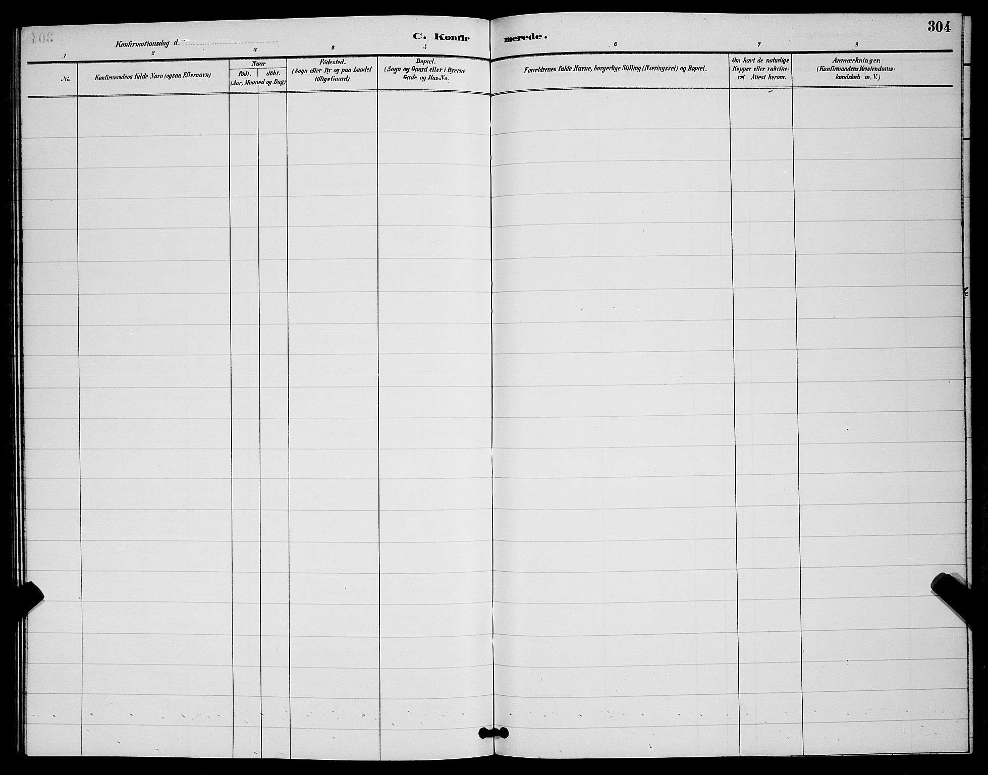 Ibestad sokneprestembete, AV/SATØ-S-0077/H/Ha/Hab/L0008klokker: Klokkerbok nr. 8, 1890-1903, s. 304