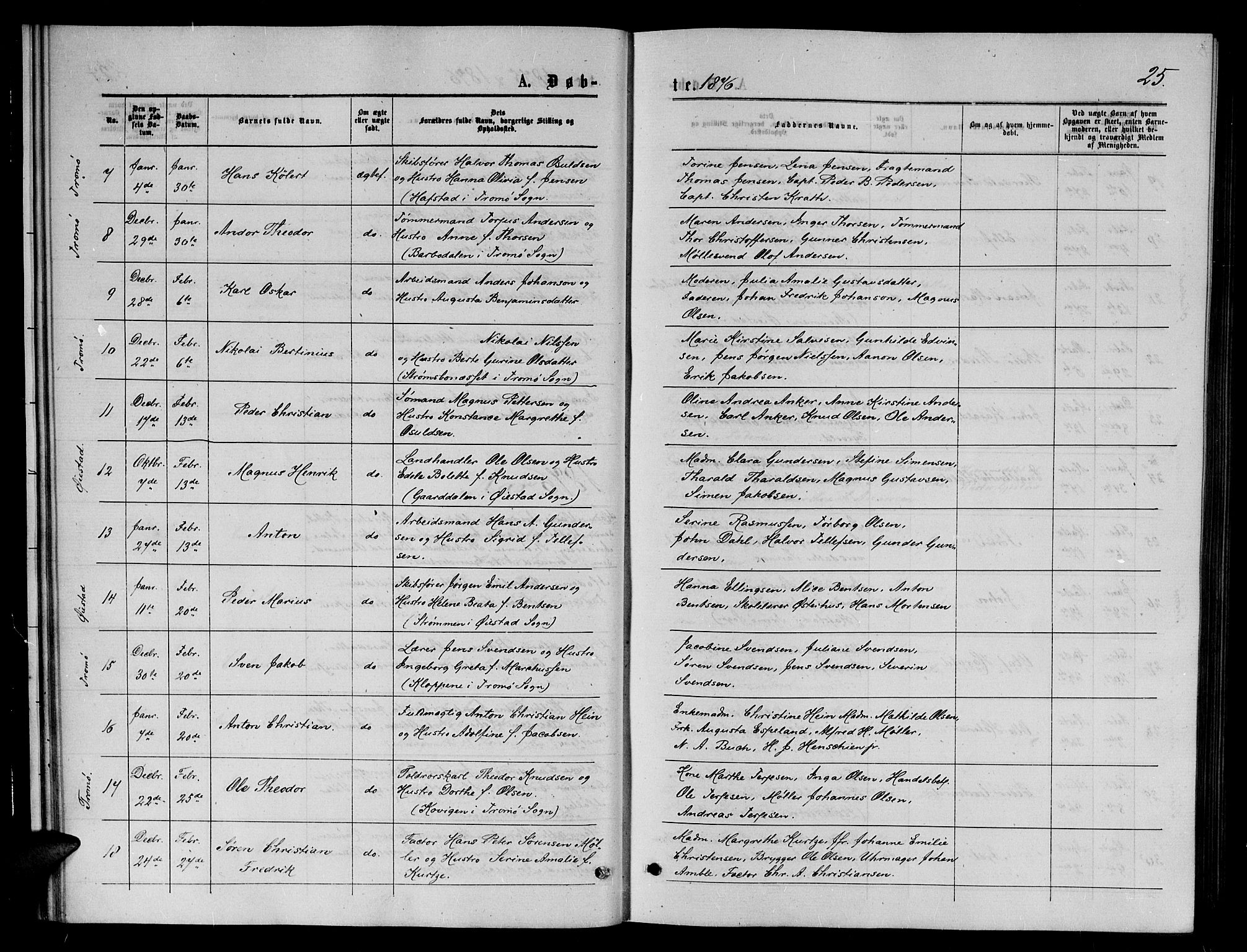 Arendal sokneprestkontor, Trefoldighet, AV/SAK-1111-0040/F/Fb/L0005: Klokkerbok nr. B 5, 1874-1888, s. 25