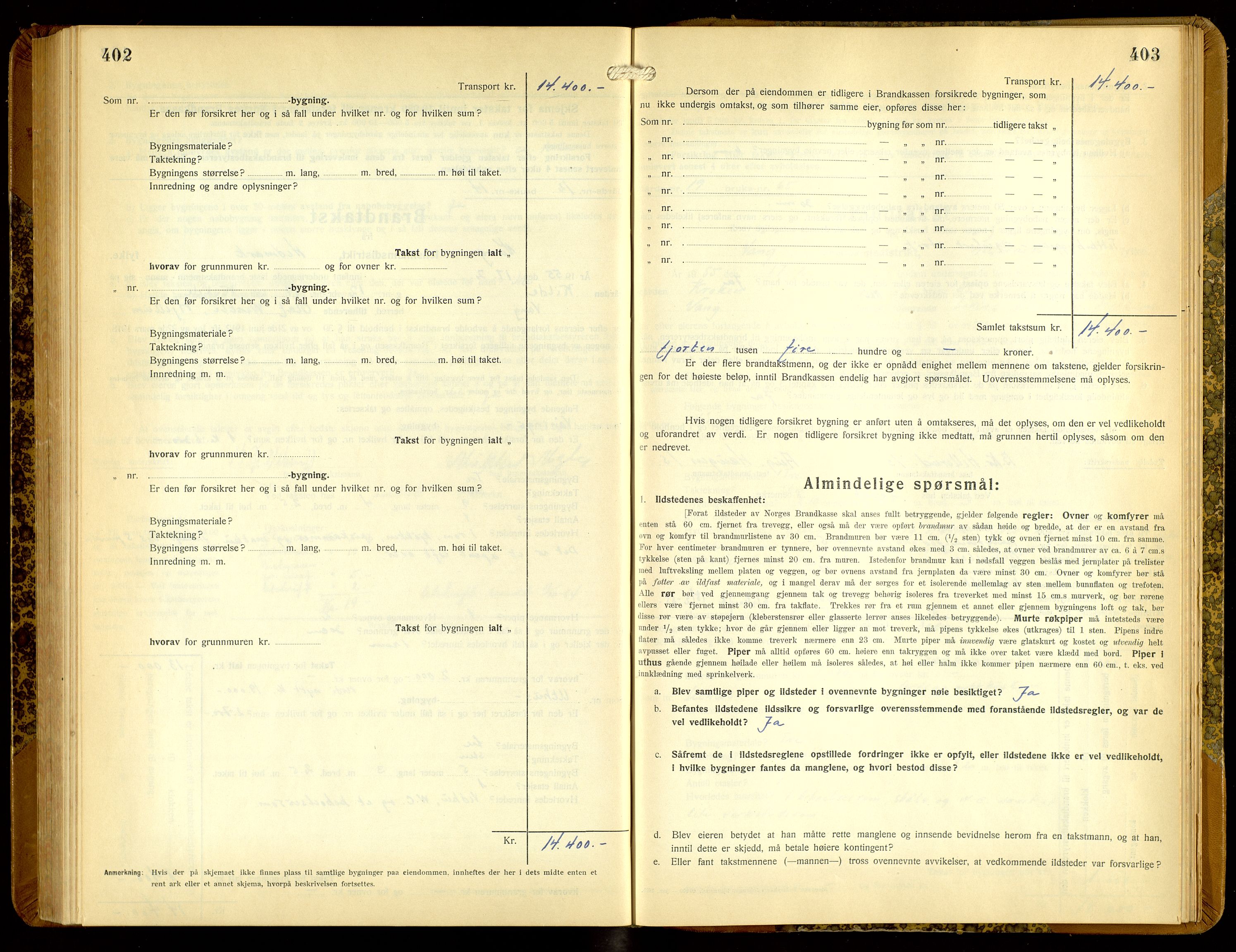 Norges Brannkasse, Vang, Hedmark, SAH/NBRANV-005/F/L0010: Branntakstprotokoll, 1934-1955, s. 402-403