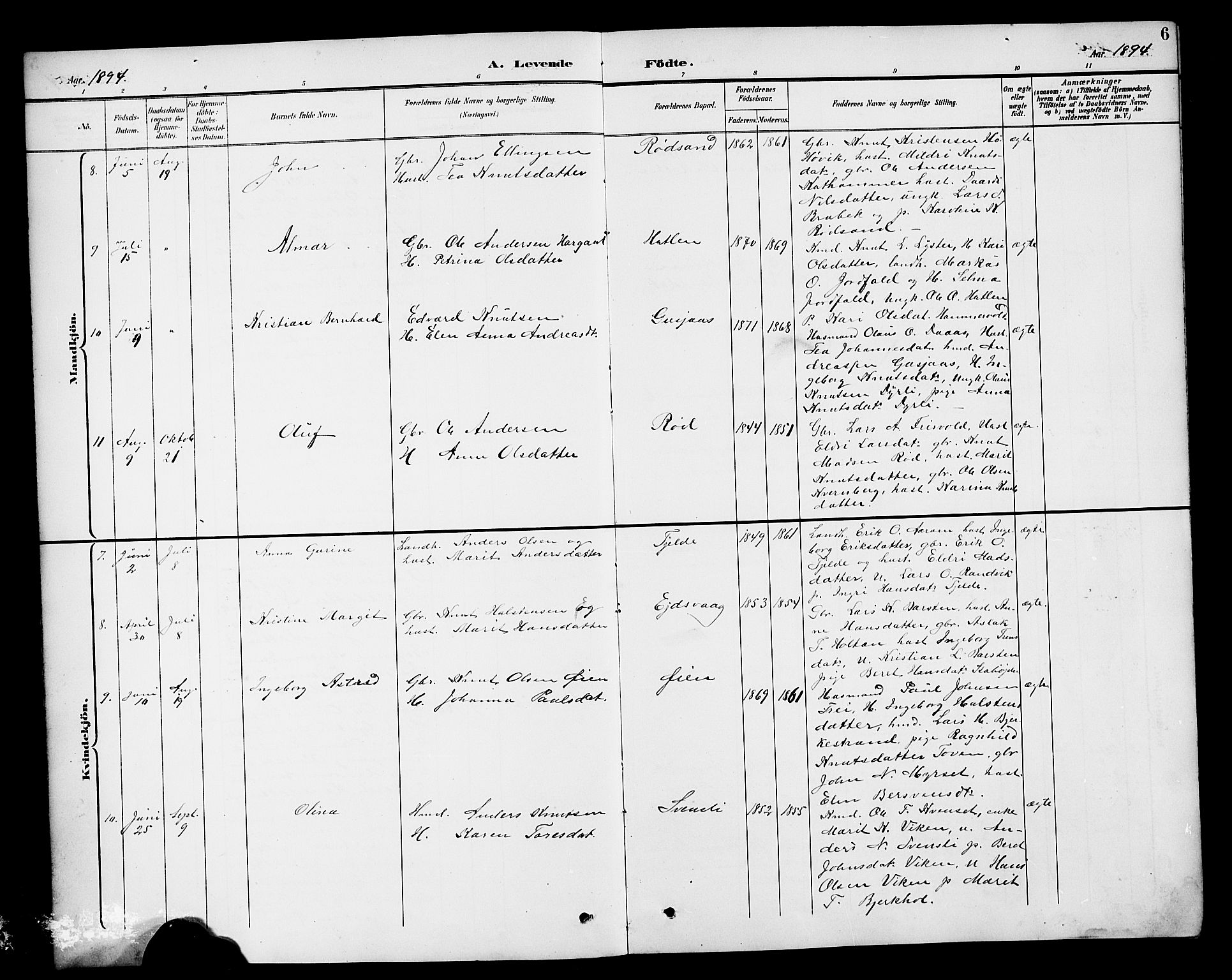 Ministerialprotokoller, klokkerbøker og fødselsregistre - Møre og Romsdal, AV/SAT-A-1454/551/L0632: Klokkerbok nr. 551C04, 1894-1920, s. 6