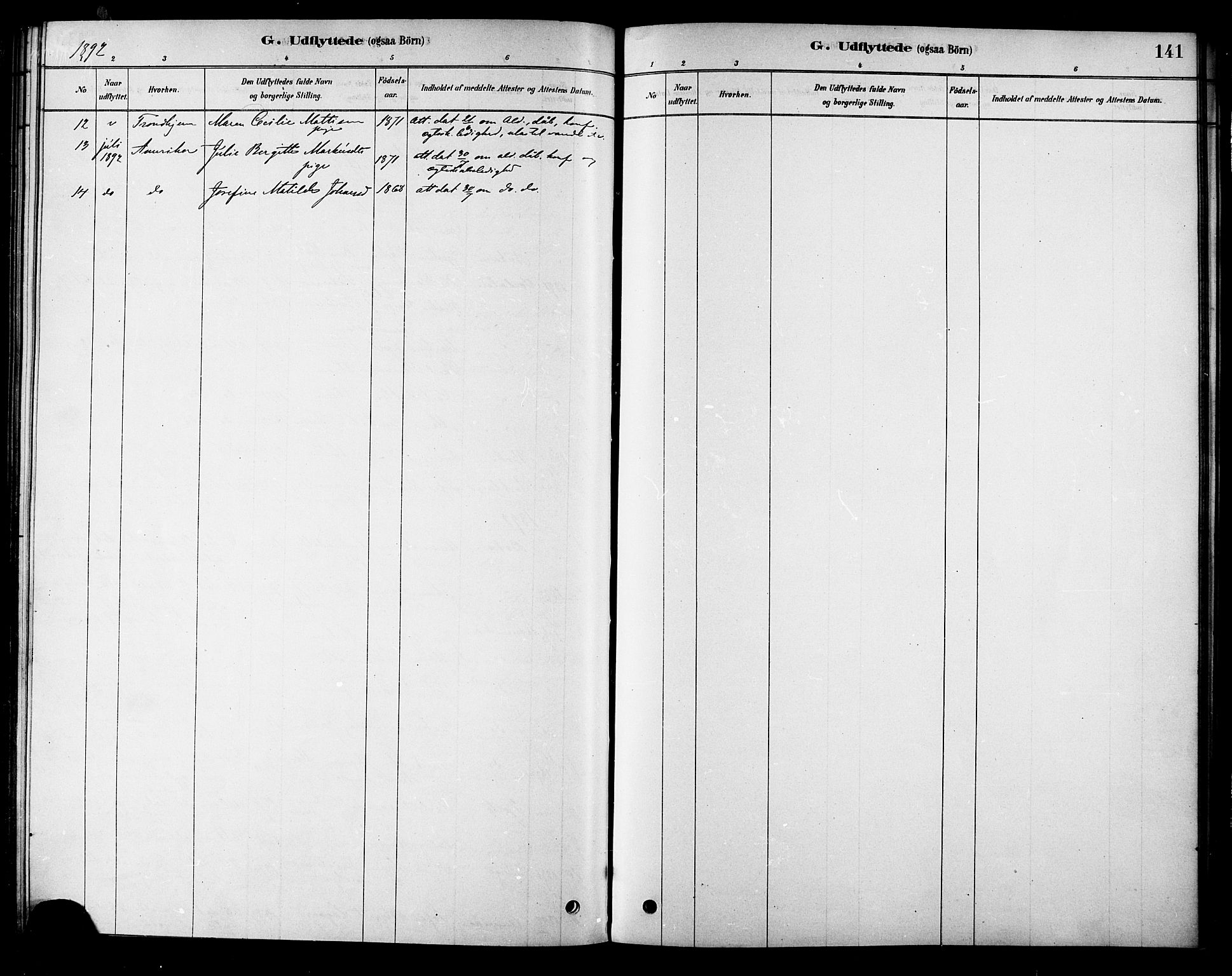 Ministerialprotokoller, klokkerbøker og fødselsregistre - Nordland, SAT/A-1459/886/L1219: Ministerialbok nr. 886A01, 1878-1892, s. 141