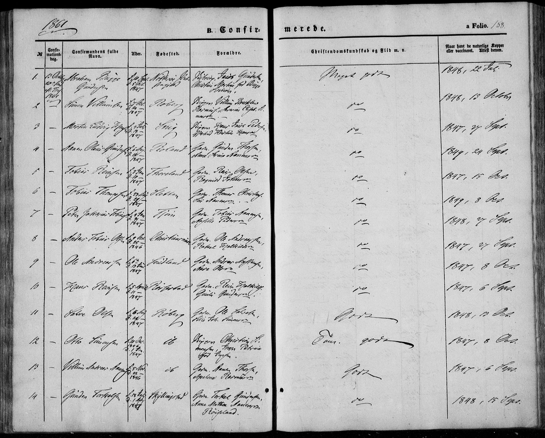 Sør-Audnedal sokneprestkontor, SAK/1111-0039/F/Fa/Fab/L0007: Ministerialbok nr. A 7, 1855-1876, s. 158
