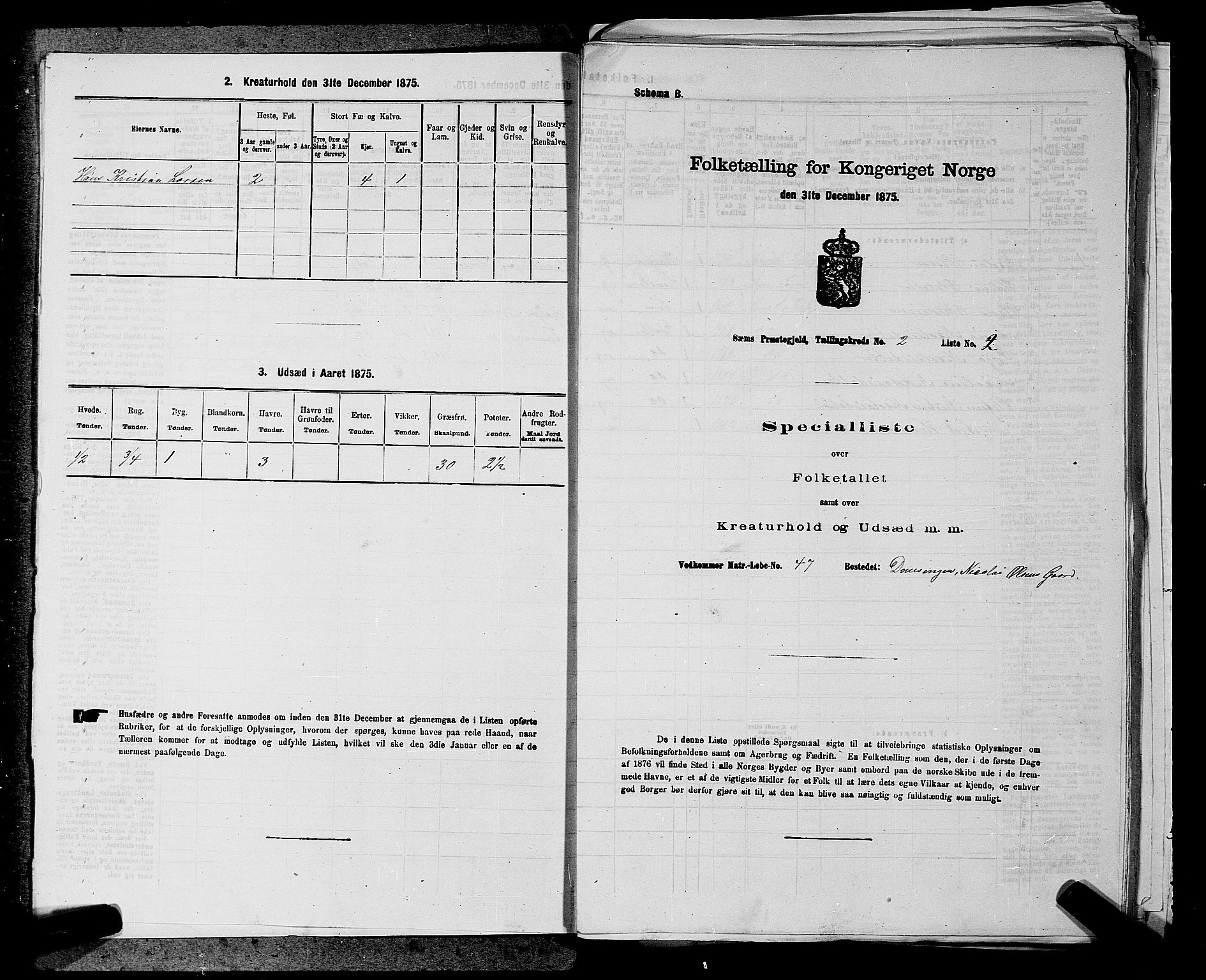 SAKO, Folketelling 1875 for 0721P Sem prestegjeld, 1875, s. 225