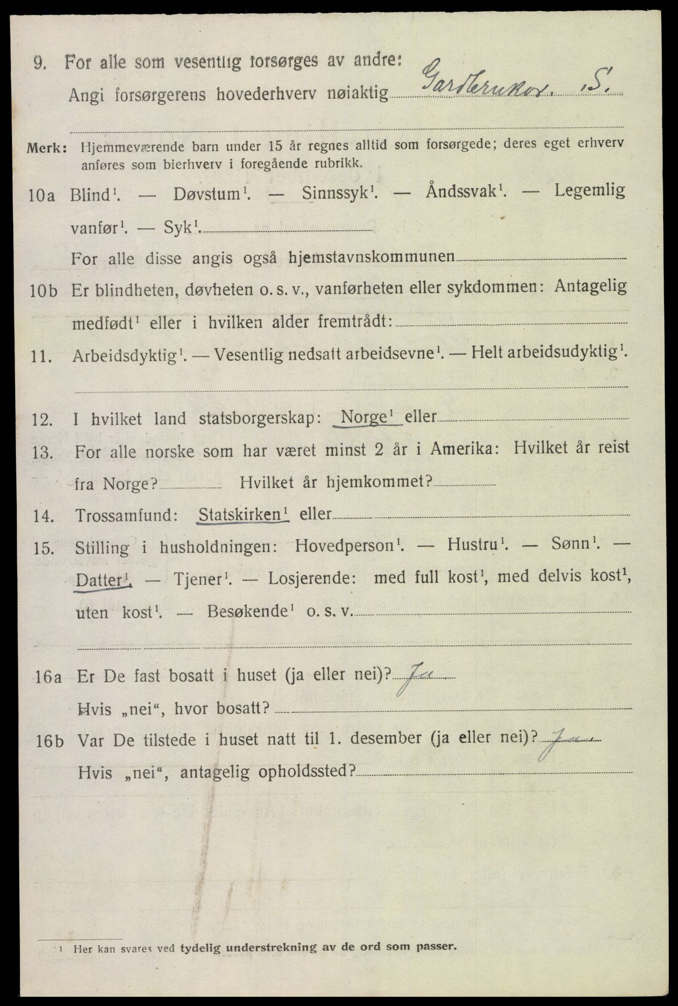 SAK, Folketelling 1920 for 0940 Valle herred, 1920, s. 2292