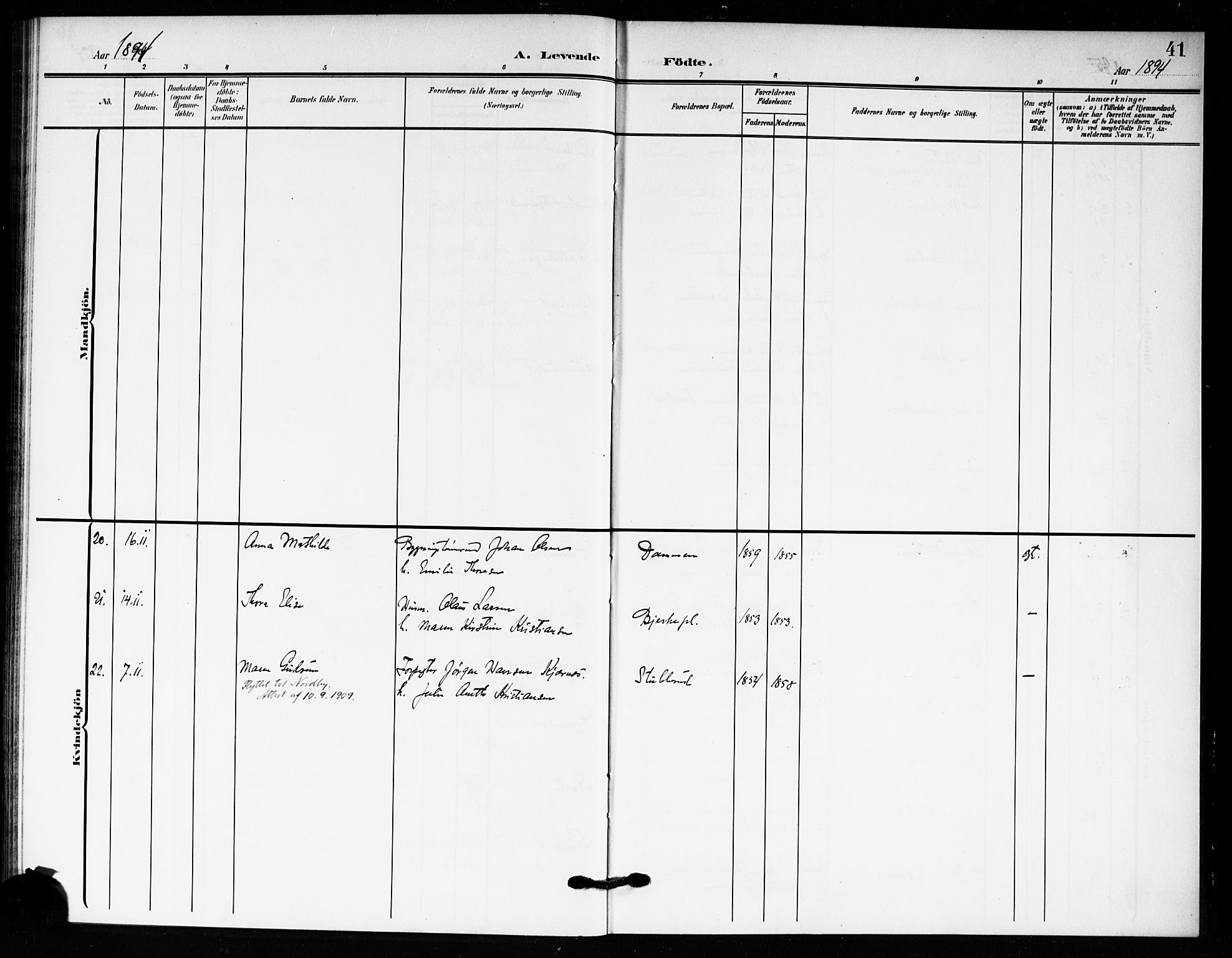 Drøbak prestekontor Kirkebøker, AV/SAO-A-10142a/F/Fc/L0001: Ministerialbok nr. III 1, 1871-1900, s. 41