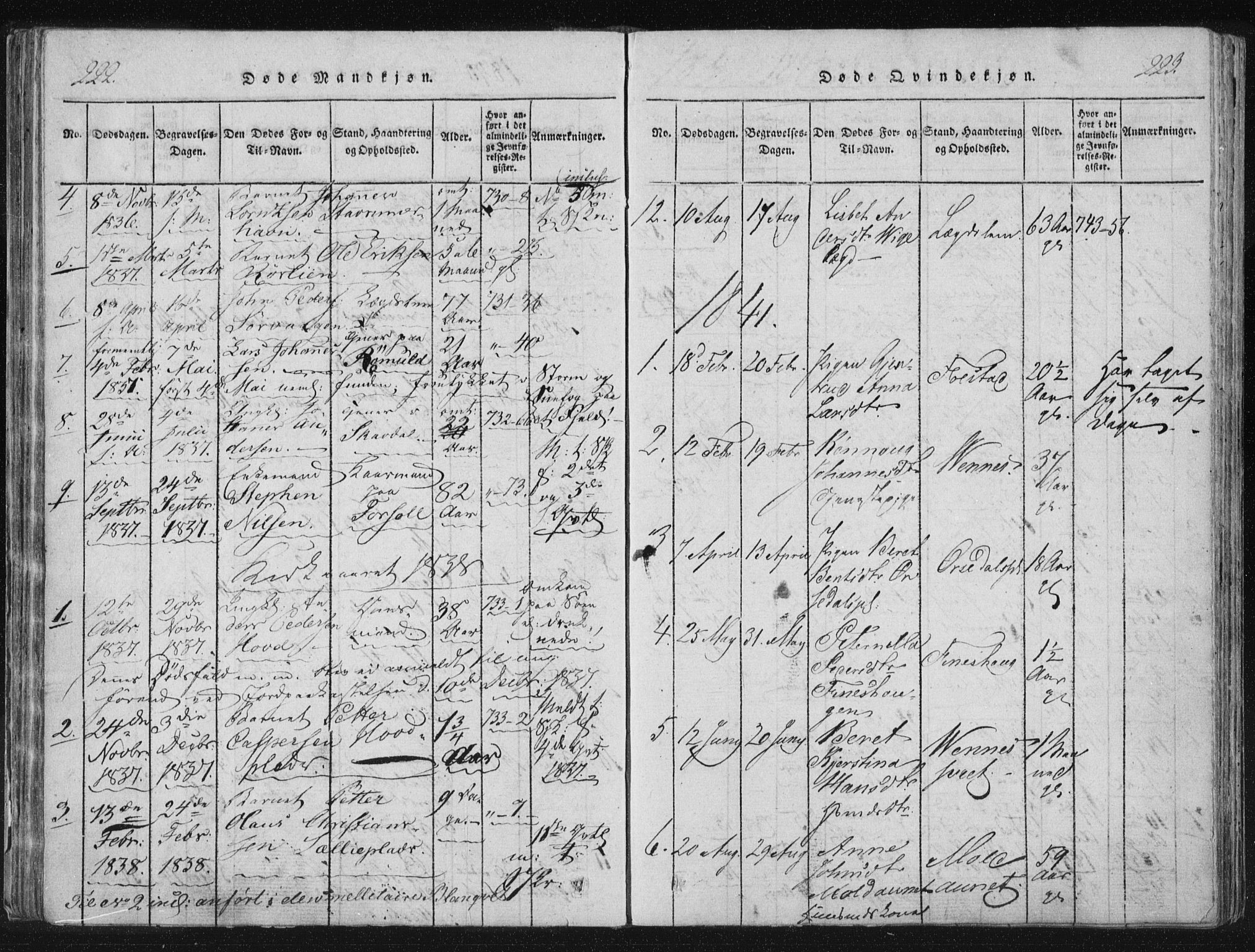 Ministerialprotokoller, klokkerbøker og fødselsregistre - Nord-Trøndelag, SAT/A-1458/744/L0417: Ministerialbok nr. 744A01, 1817-1842, s. 222-223