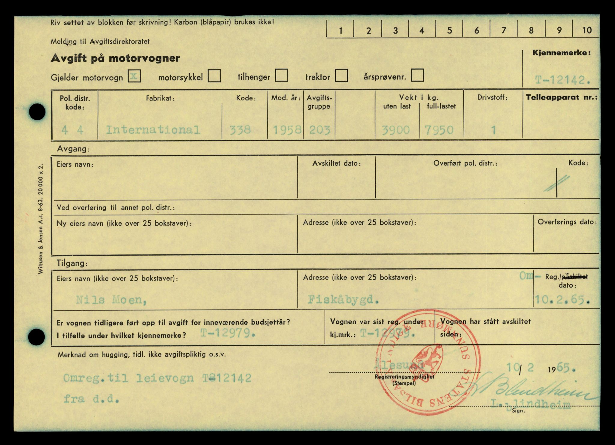 Møre og Romsdal vegkontor - Ålesund trafikkstasjon, AV/SAT-A-4099/F/Fe/L0035: Registreringskort for kjøretøy T 12653 - T 12829, 1927-1998, s. 2134