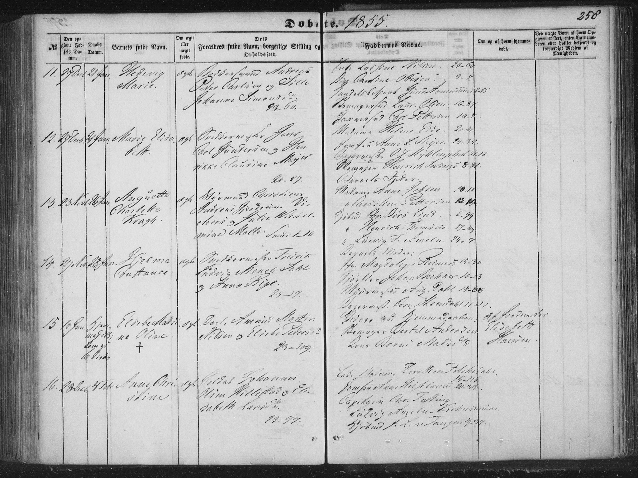 Korskirken sokneprestembete, AV/SAB-A-76101/H/Haa/L0017: Ministerialbok nr. B 3, 1851-1857, s. 258