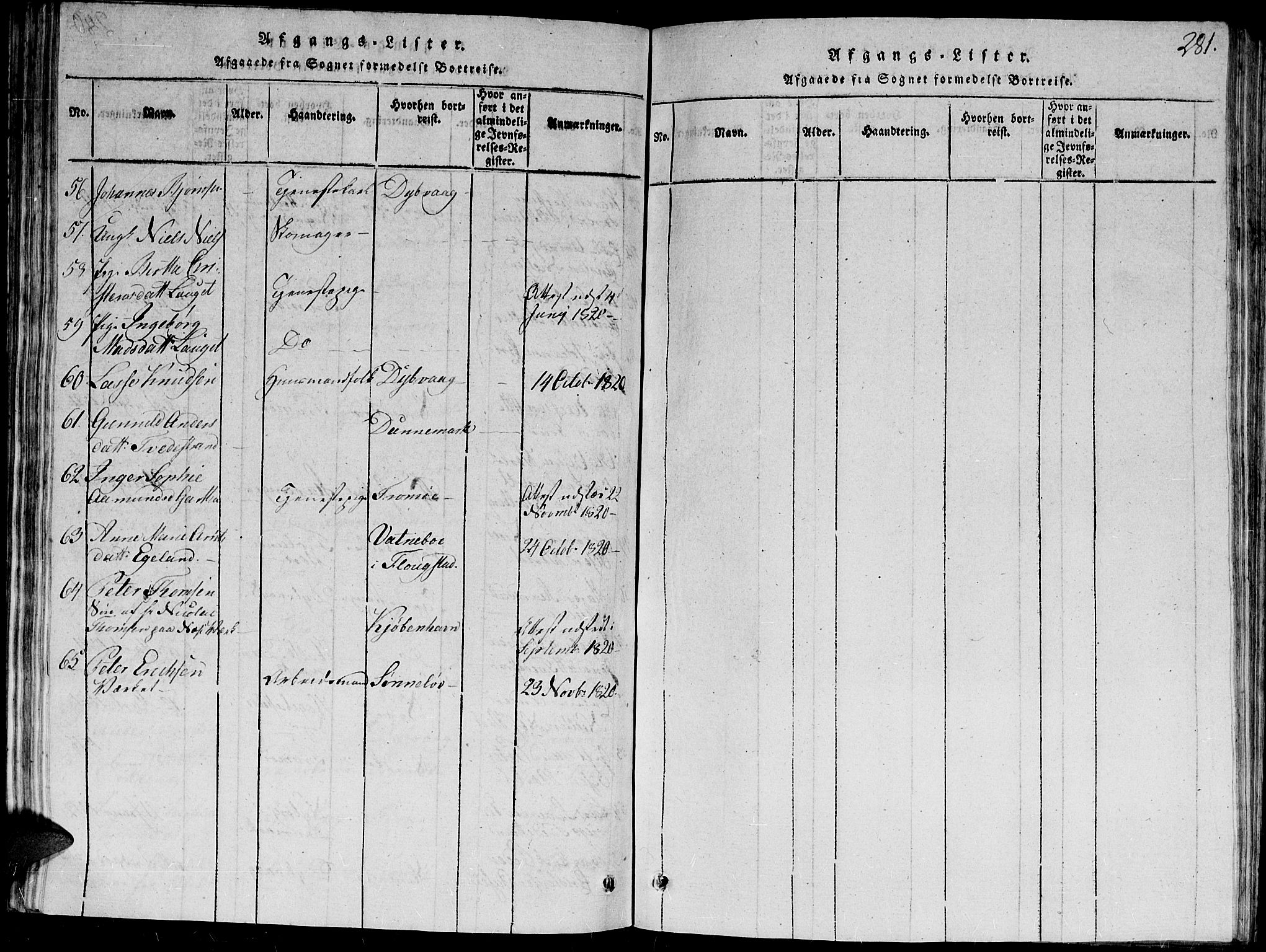 Holt sokneprestkontor, AV/SAK-1111-0021/F/Fb/L0006: Klokkerbok nr. B 6, 1813-1823, s. 281