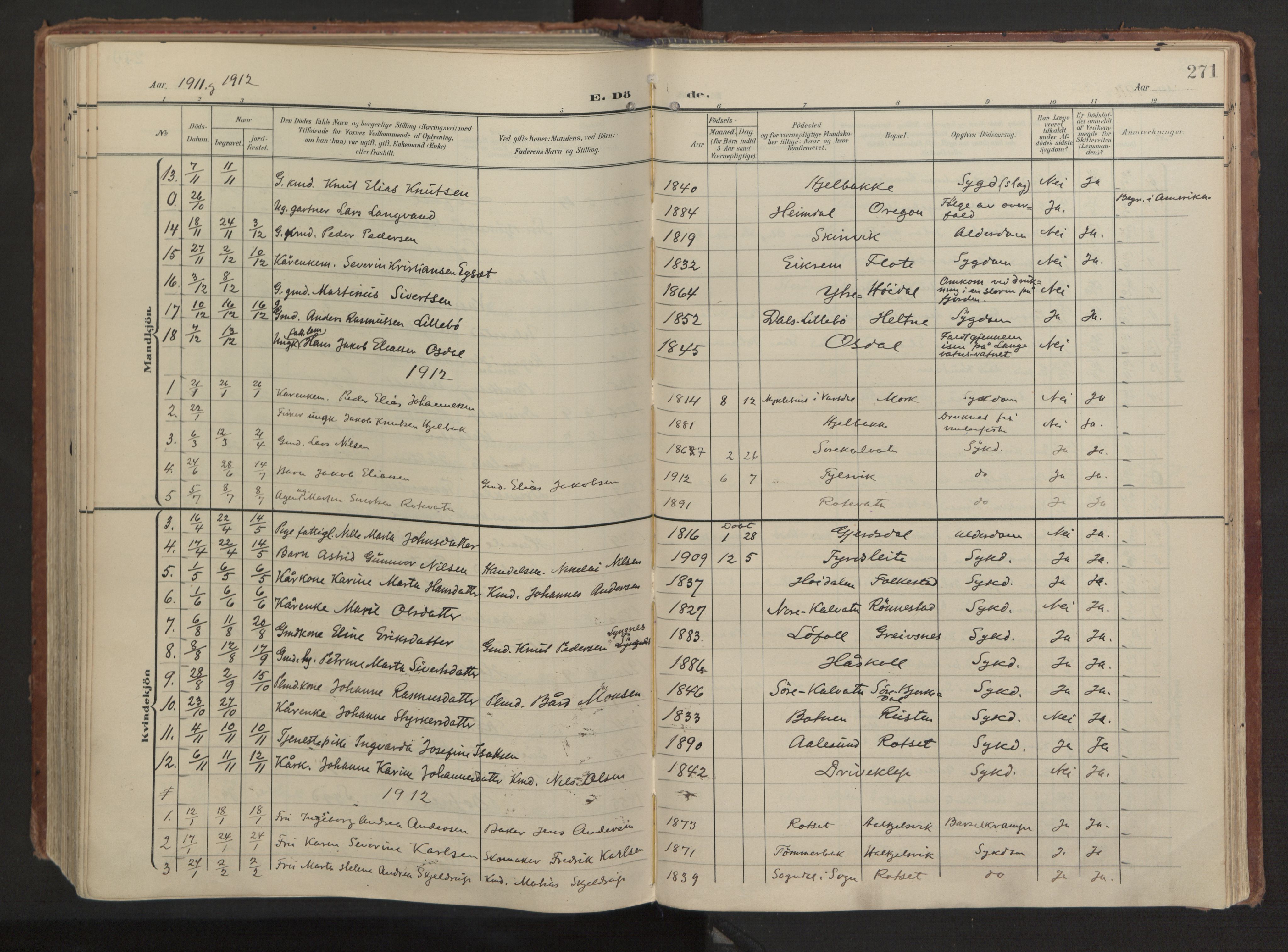 Ministerialprotokoller, klokkerbøker og fødselsregistre - Møre og Romsdal, SAT/A-1454/511/L0144: Ministerialbok nr. 511A11, 1906-1923, s. 271