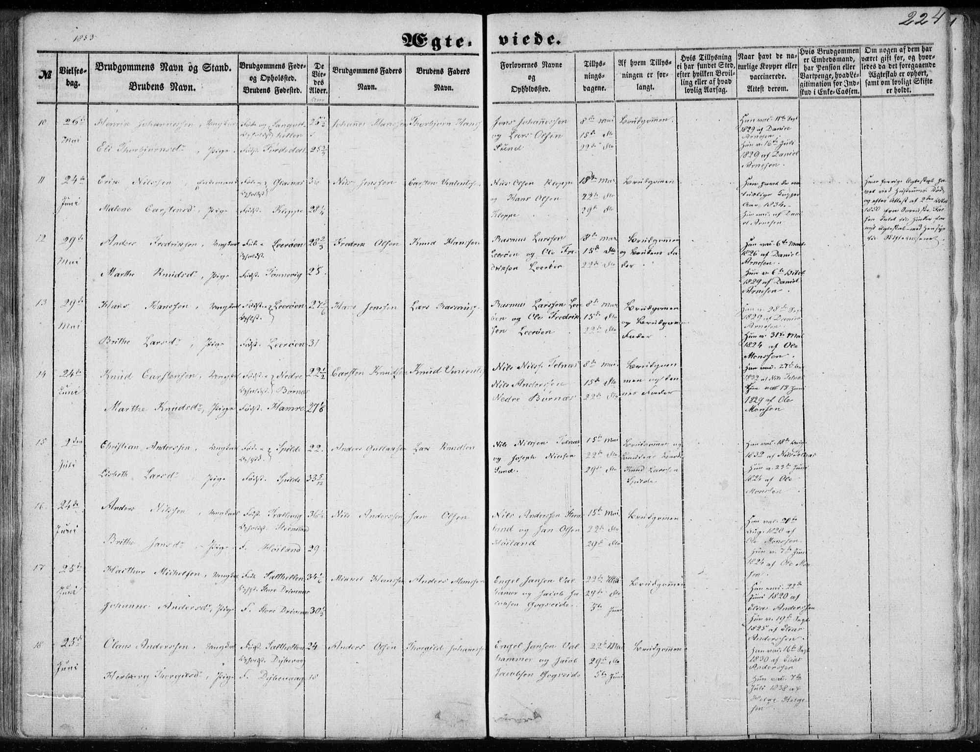 Sund sokneprestembete, AV/SAB-A-99930: Ministerialbok nr. A 14, 1850-1866, s. 224