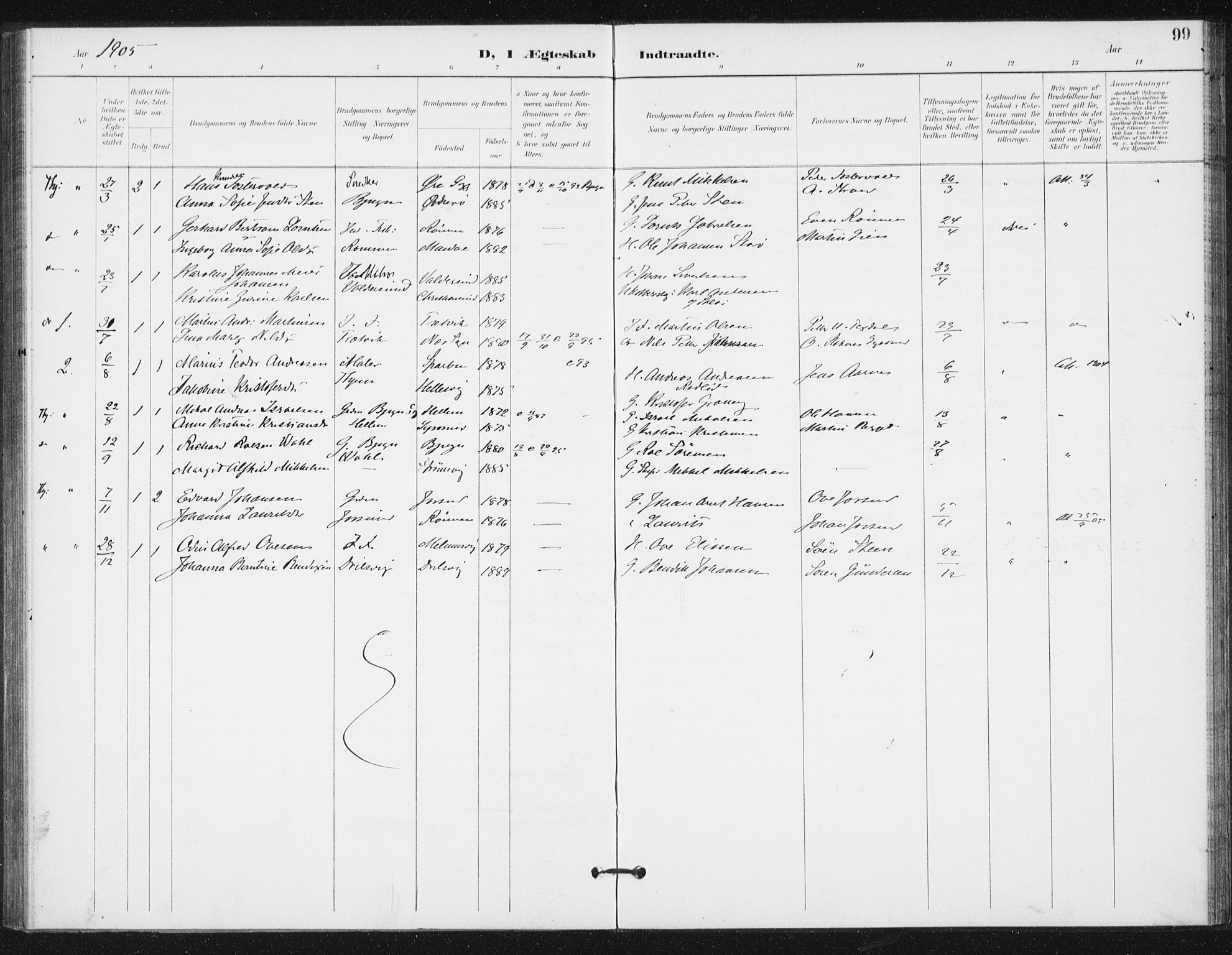 Ministerialprotokoller, klokkerbøker og fødselsregistre - Sør-Trøndelag, SAT/A-1456/654/L0664: Ministerialbok nr. 654A02, 1895-1907, s. 99