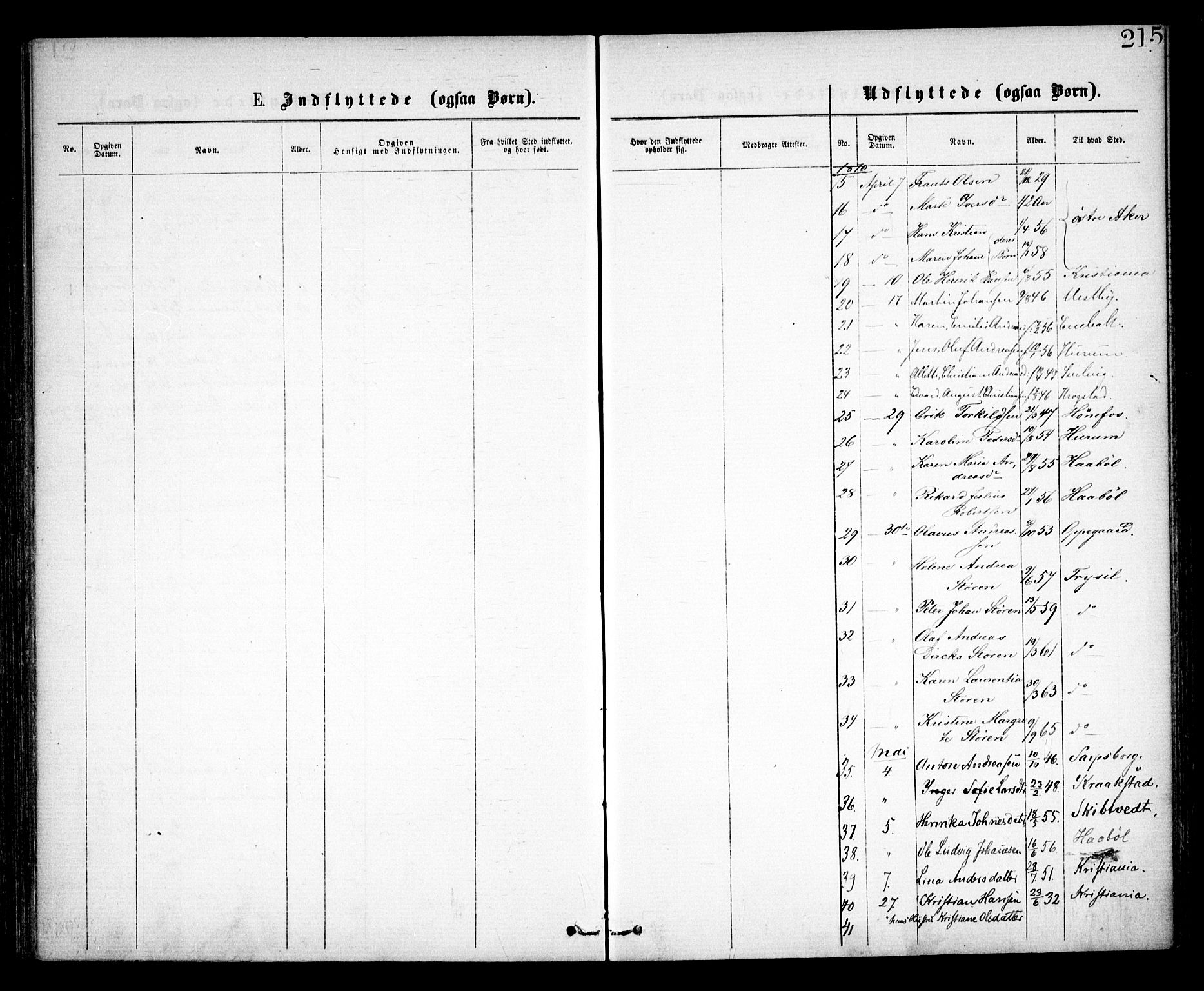 Spydeberg prestekontor Kirkebøker, SAO/A-10924/F/Fa/L0006: Ministerialbok nr. I 6, 1863-1874, s. 215