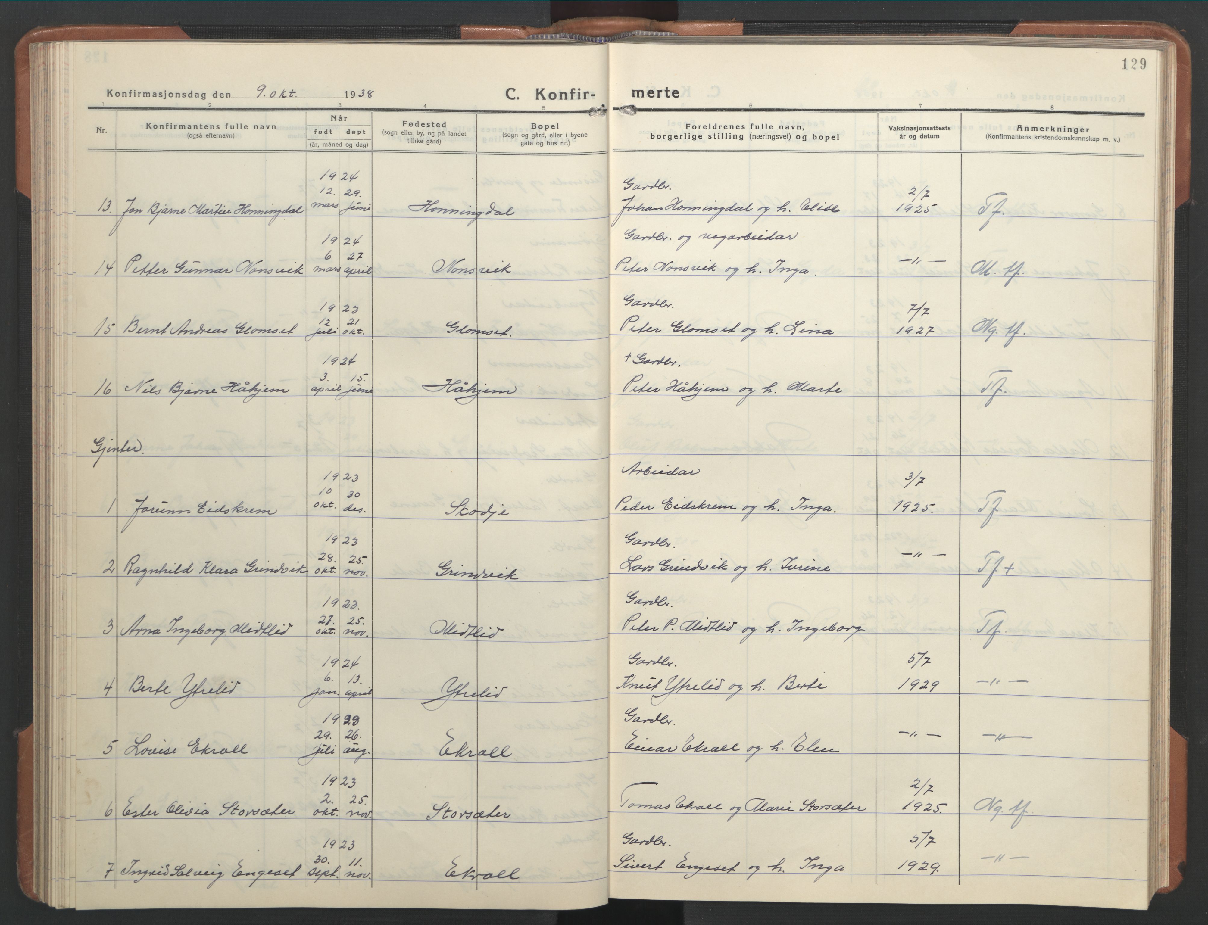 Ministerialprotokoller, klokkerbøker og fødselsregistre - Møre og Romsdal, AV/SAT-A-1454/524/L0367: Klokkerbok nr. 524C08, 1932-1951, s. 129