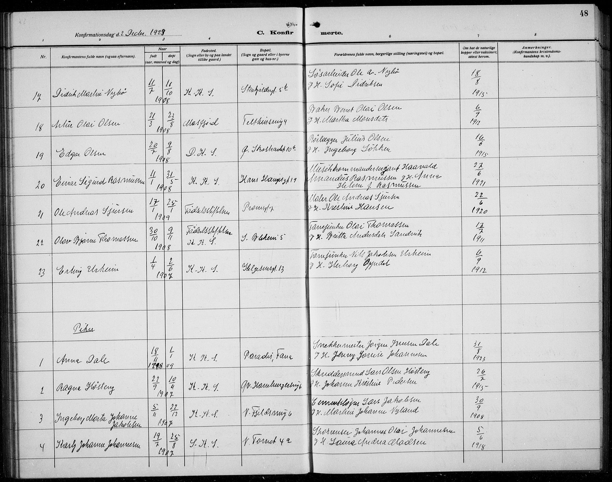 Korskirken sokneprestembete, AV/SAB-A-76101/H/Hab: Klokkerbok nr. C 6, 1918-1941, s. 48