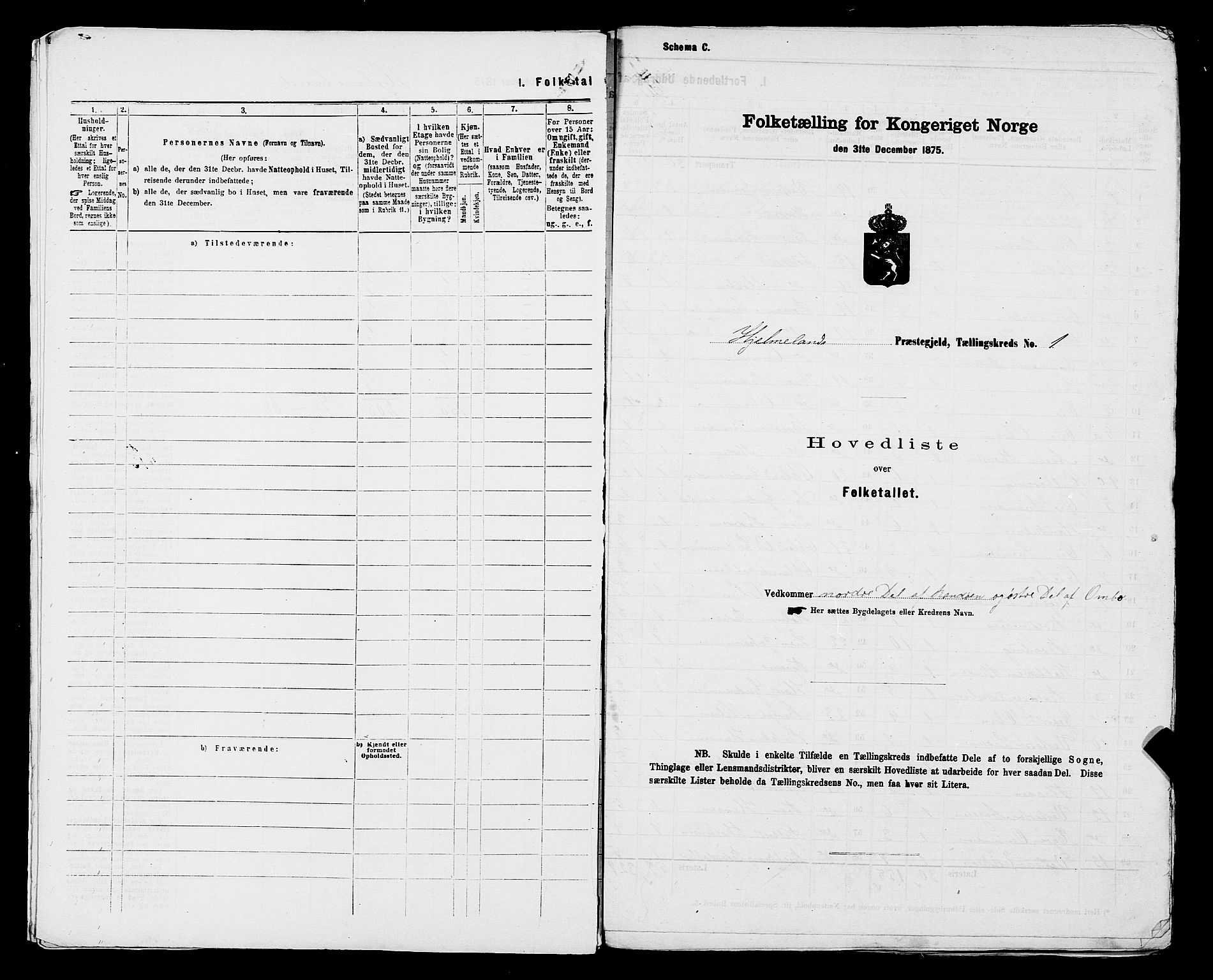 SAST, Folketelling 1875 for 1133P Hjelmeland prestegjeld, 1875, s. 11