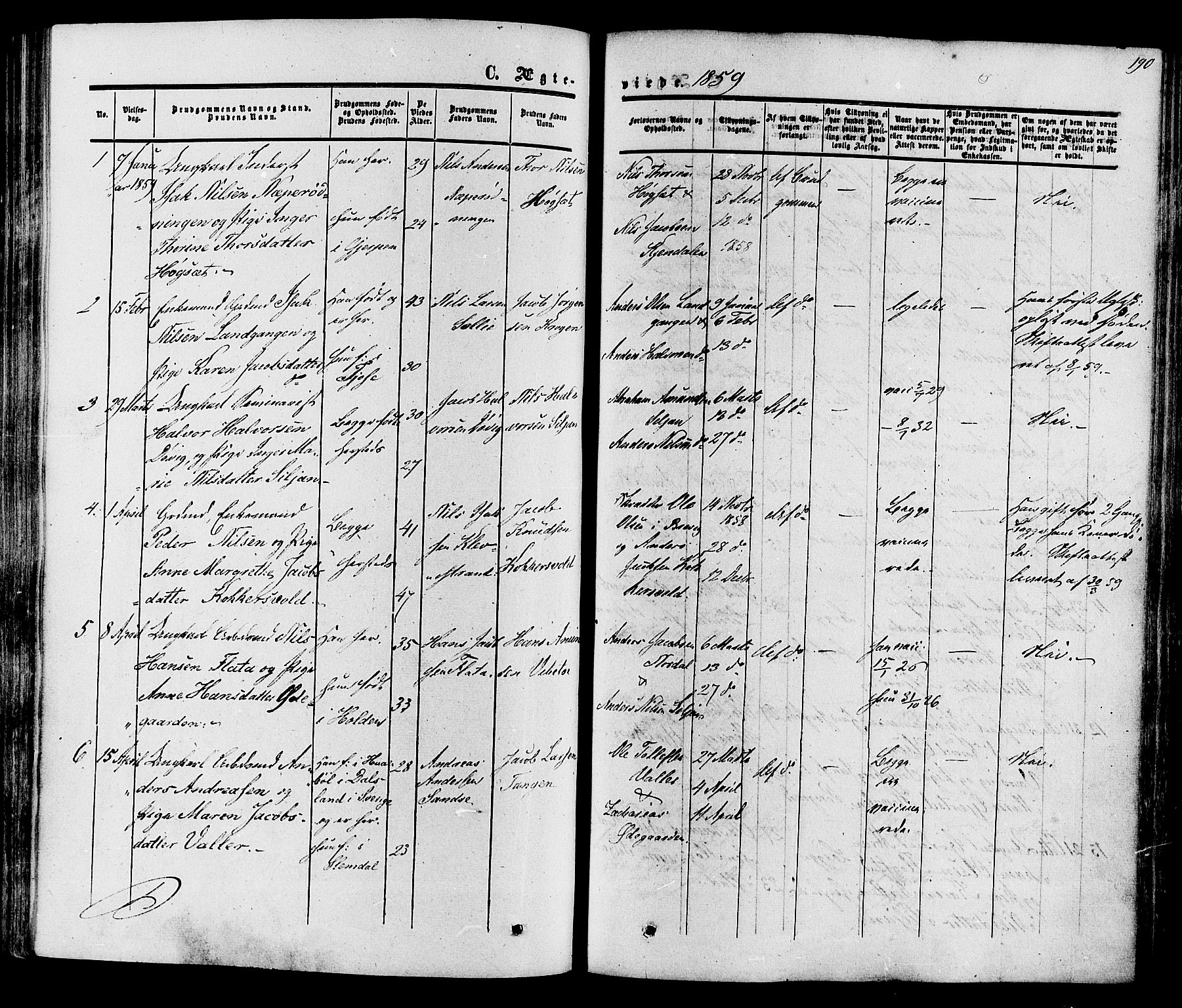 Eidanger kirkebøker, AV/SAKO-A-261/F/Fa/L0010: Ministerialbok nr. 10, 1859-1874, s. 190