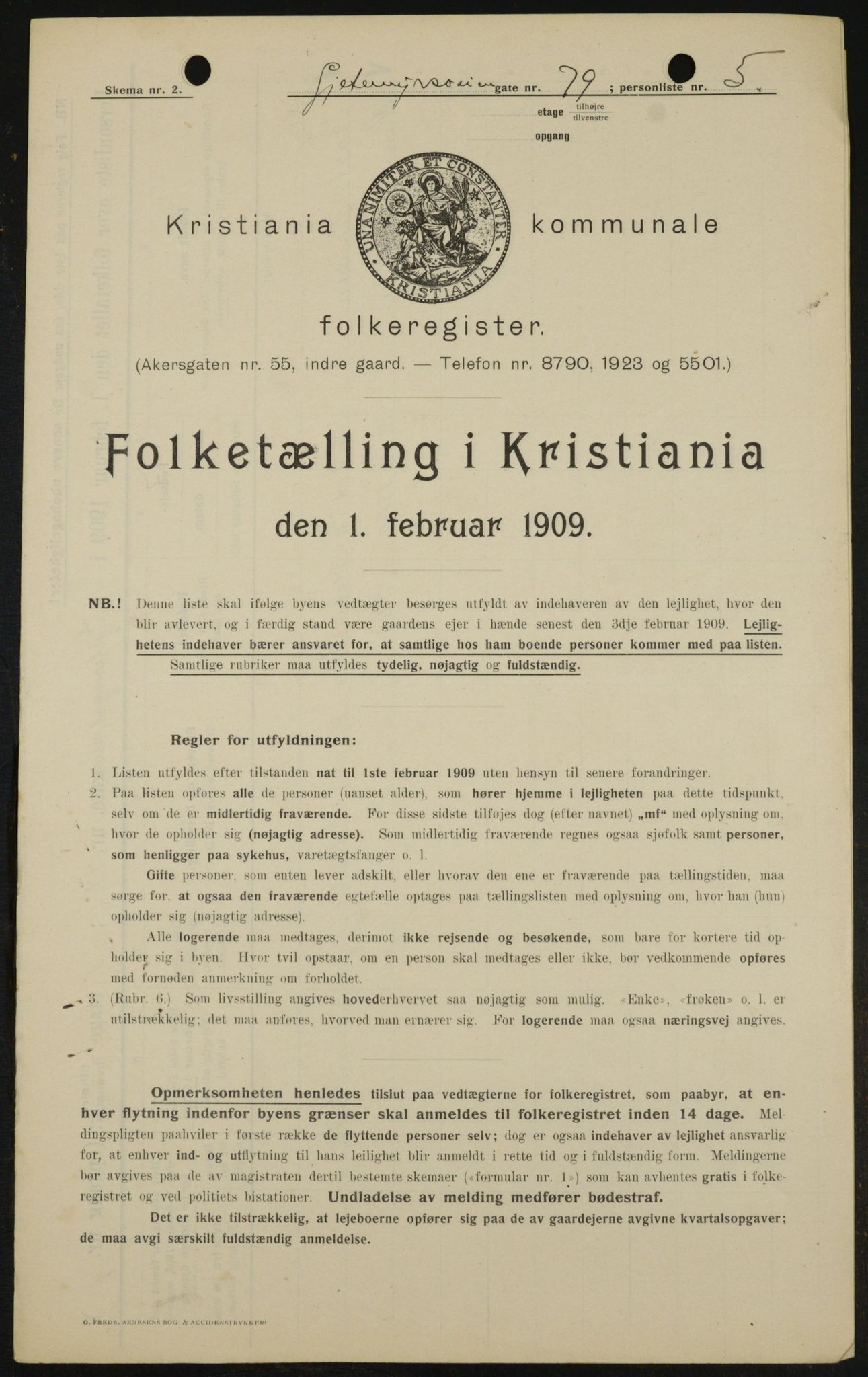 OBA, Kommunal folketelling 1.2.1909 for Kristiania kjøpstad, 1909, s. 26391