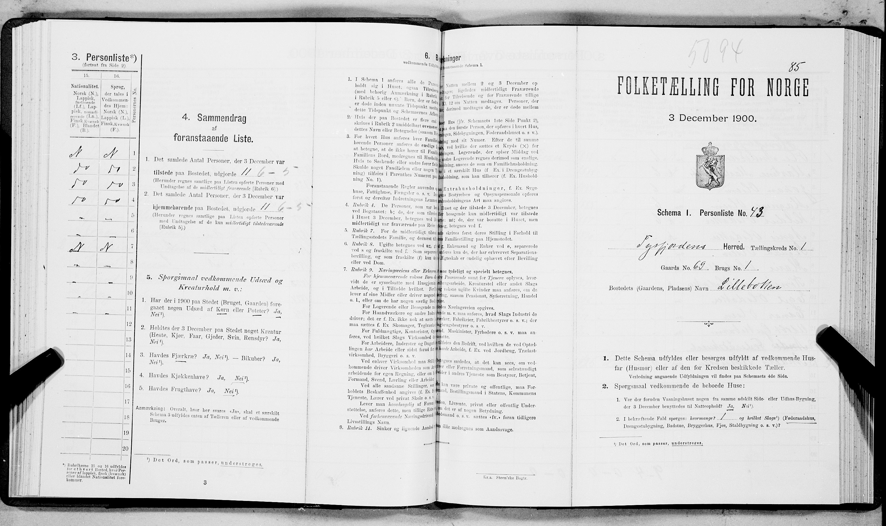 SAT, Folketelling 1900 for 1850 Tysfjord herred, 1900, s. 98
