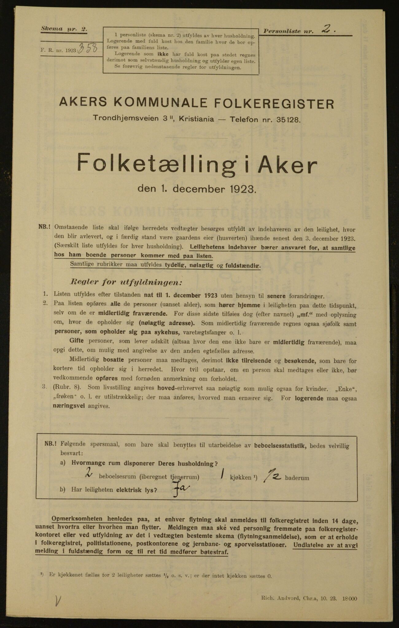 , Kommunal folketelling 1.12.1923 for Aker, 1923, s. 2281