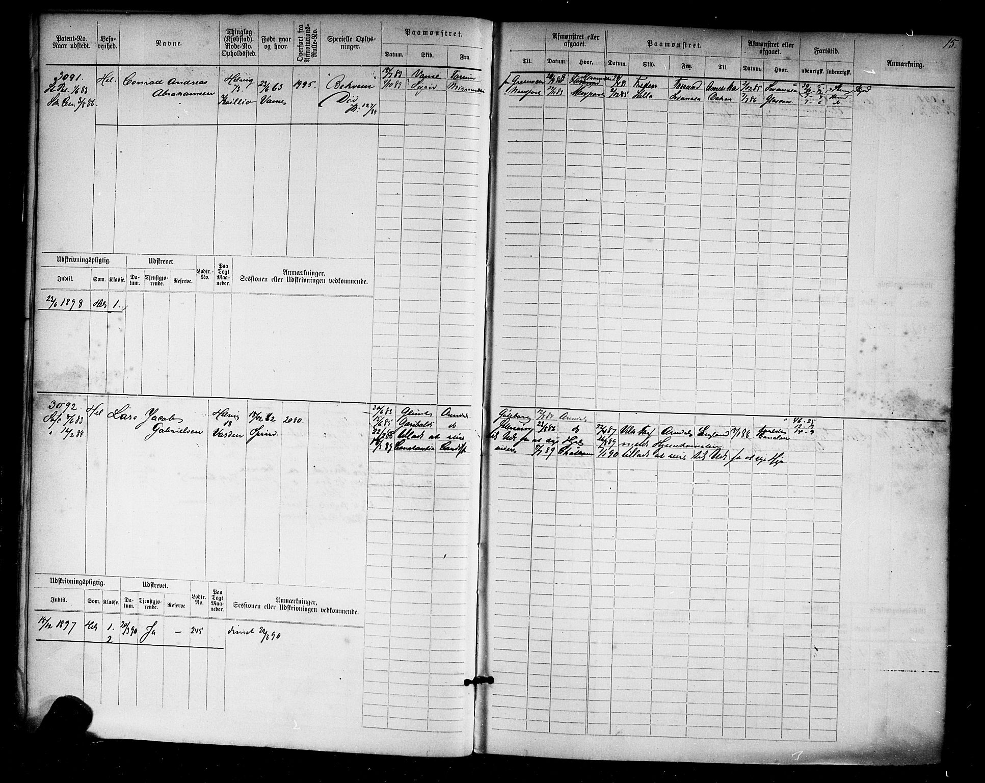 Farsund mønstringskrets, AV/SAK-2031-0017/F/Fb/L0019: Hovedrulle nr 3067-3832, Z-11, 1882-1922, s. 16
