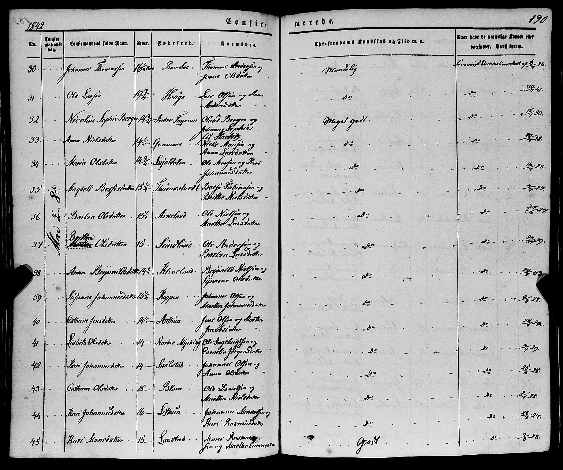 Haus sokneprestembete, SAB/A-75601/H/Haa: Ministerialbok nr. A 15, 1838-1847, s. 190