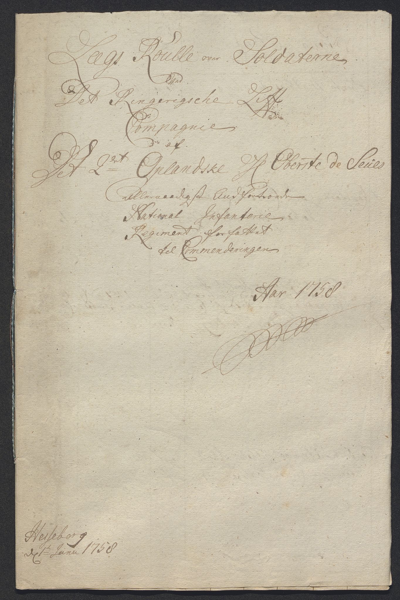 Kommanderende general (KG I) med Det norske krigsdirektorium, AV/RA-EA-5419/E/Ec/L0021: Ruller over nedkommanderte mannskap, 1758-1762, s. 365