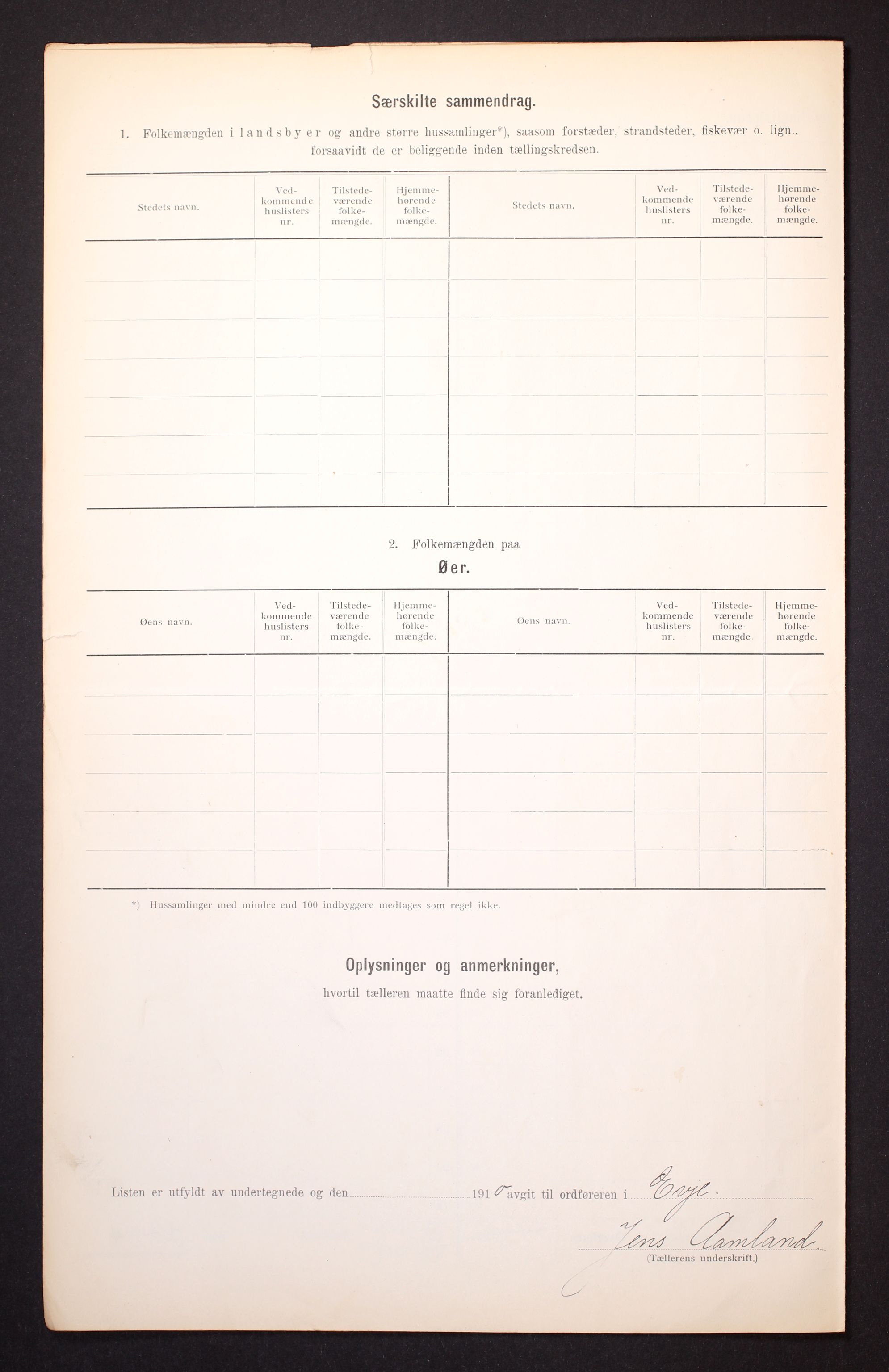 RA, Folketelling 1910 for 0937 Evje herred, 1910, s. 6