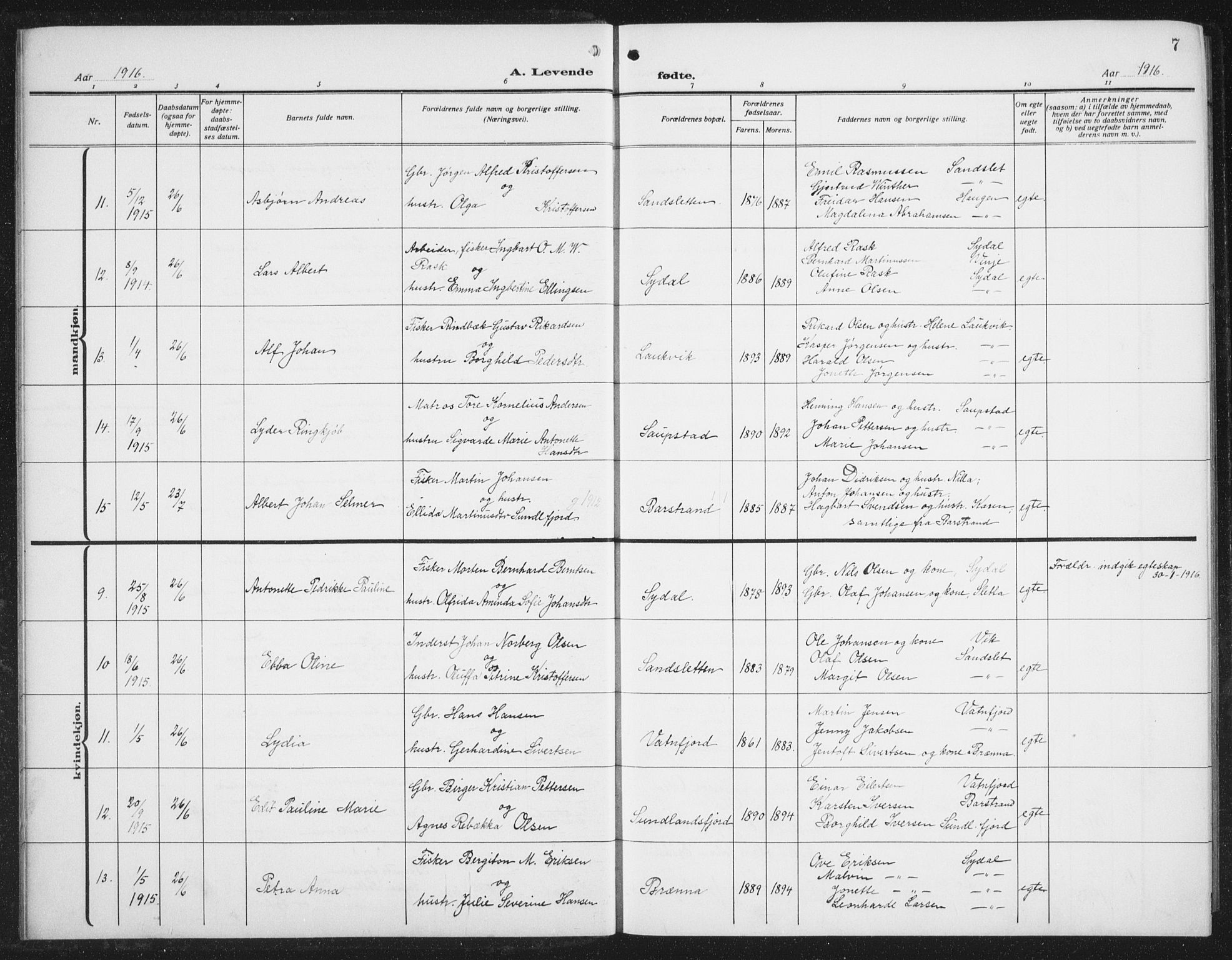 Ministerialprotokoller, klokkerbøker og fødselsregistre - Nordland, AV/SAT-A-1459/876/L1106: Klokkerbok nr. 876C05, 1915-1942, s. 7